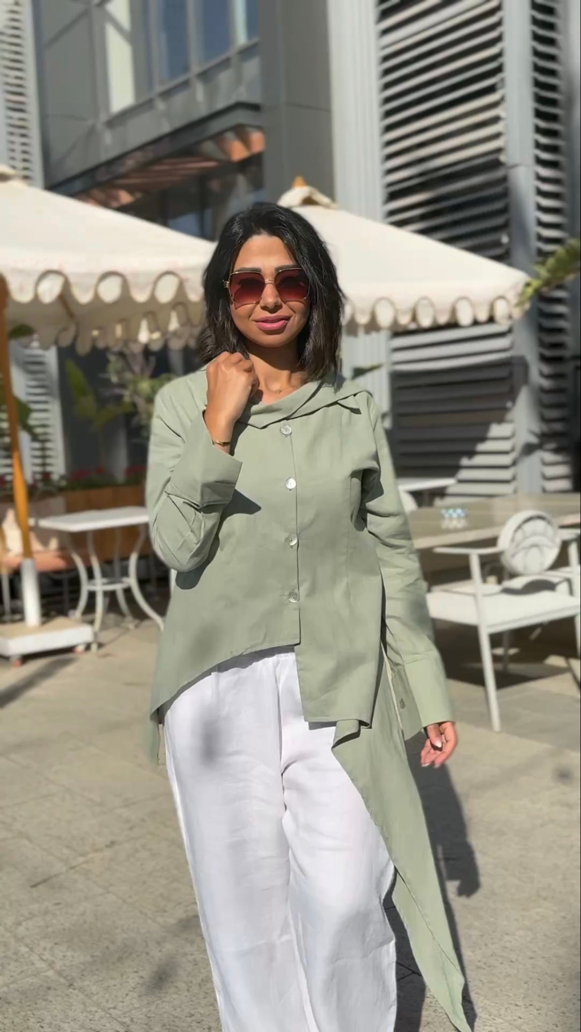 Asymmetric linen shirt