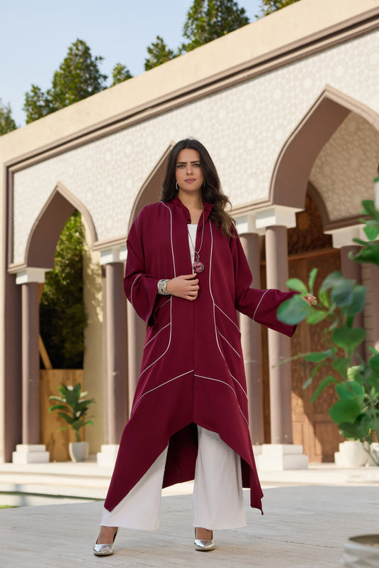 Asymmetric silver lines cardigan