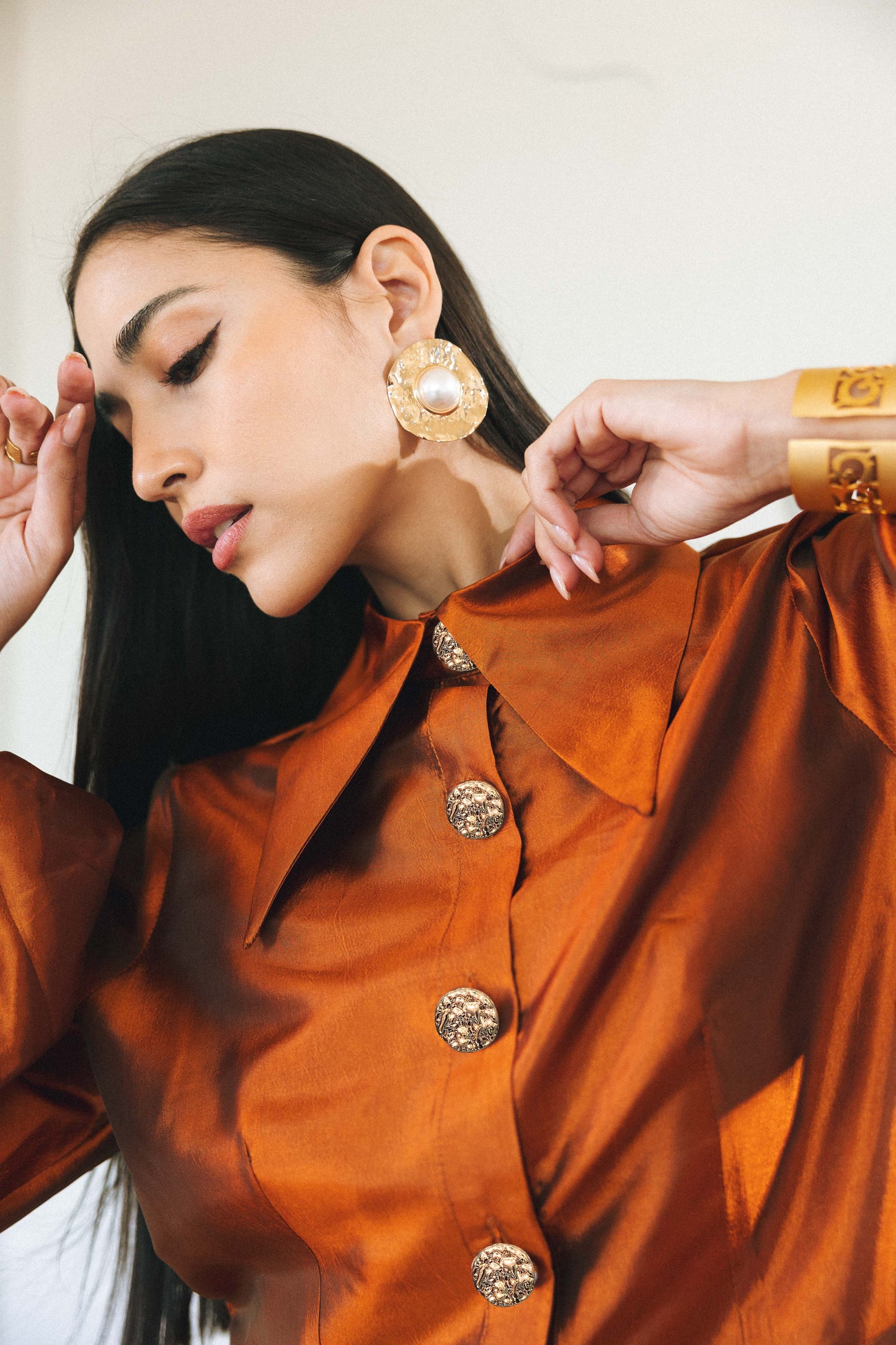 FLOW TAFFETA TOP - ORANGE