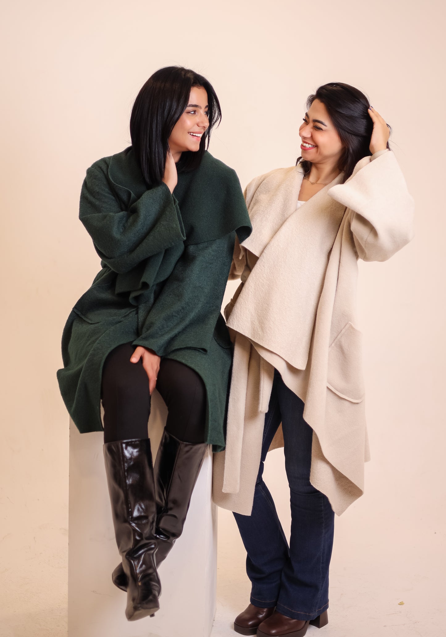 THE VELA WRAP COAT - EMERALD GREEN