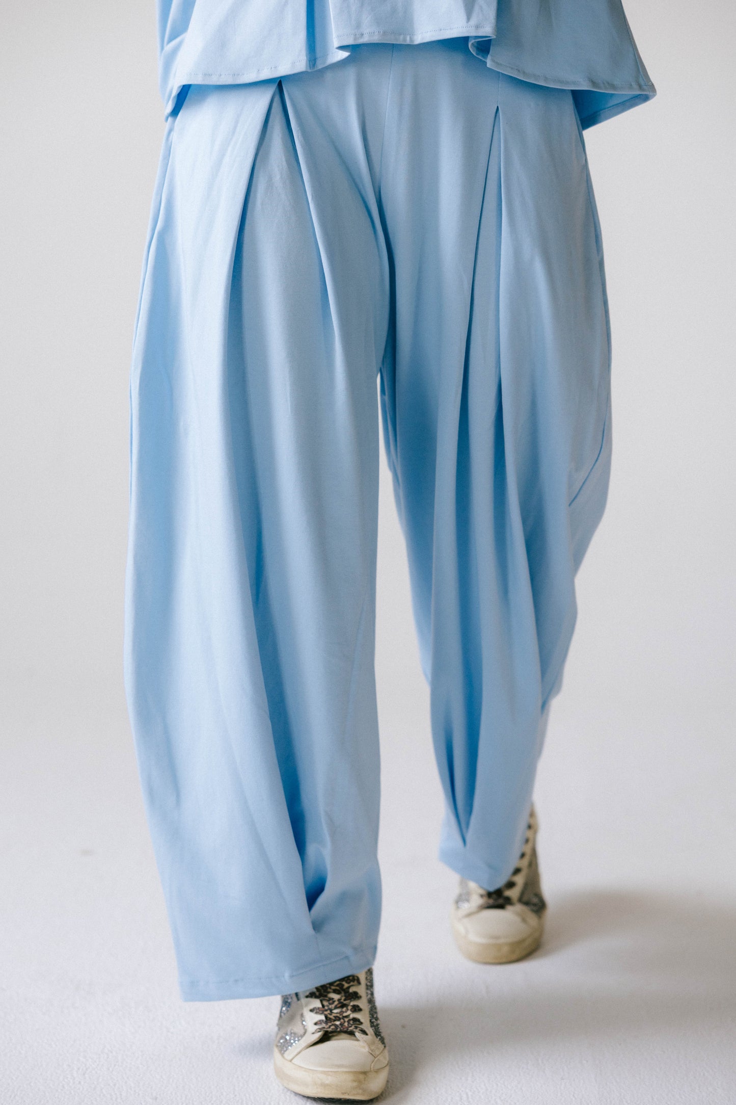 Pleats cotton set - baby blue