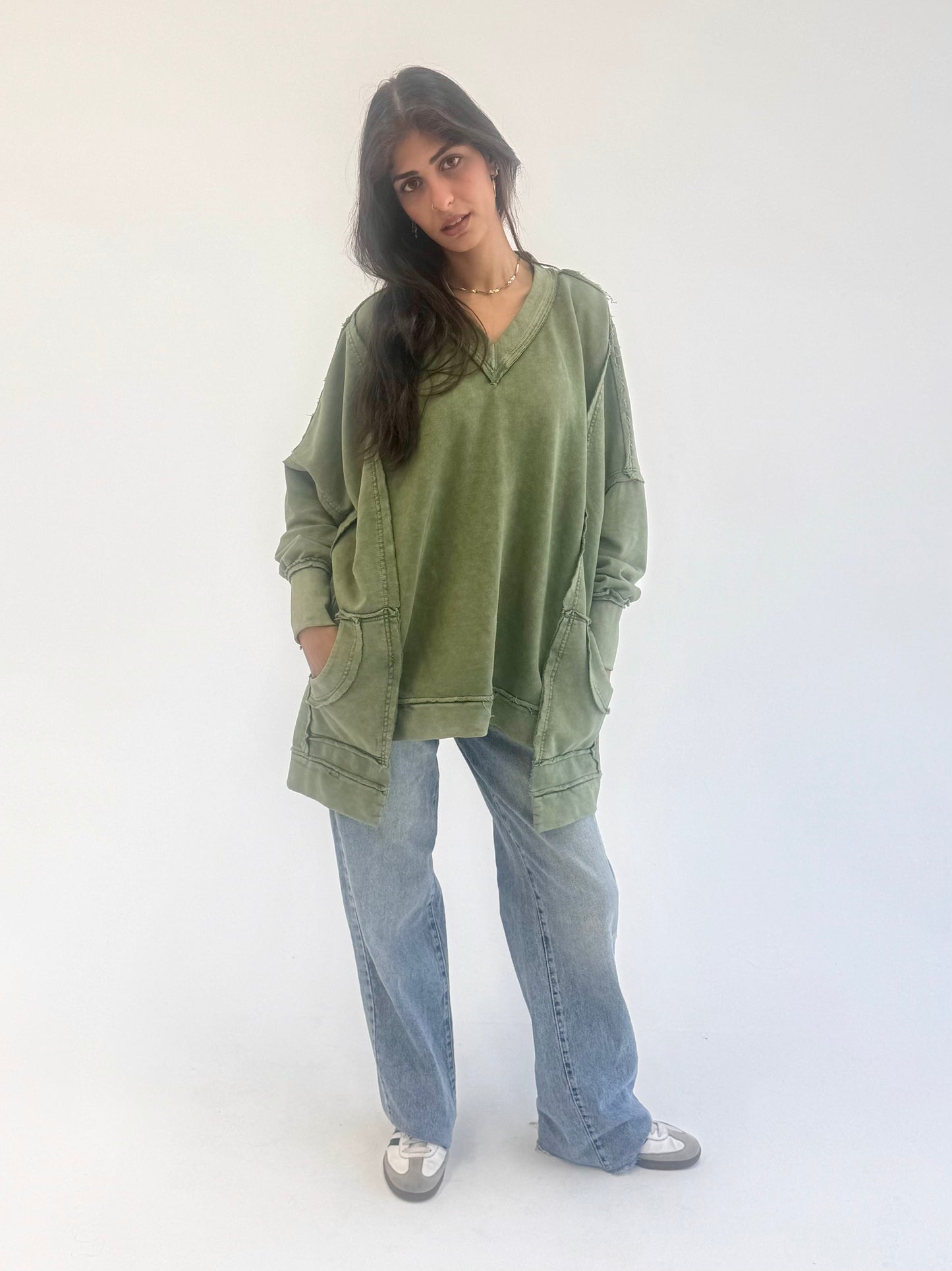 Washed sweatshirt - Olive