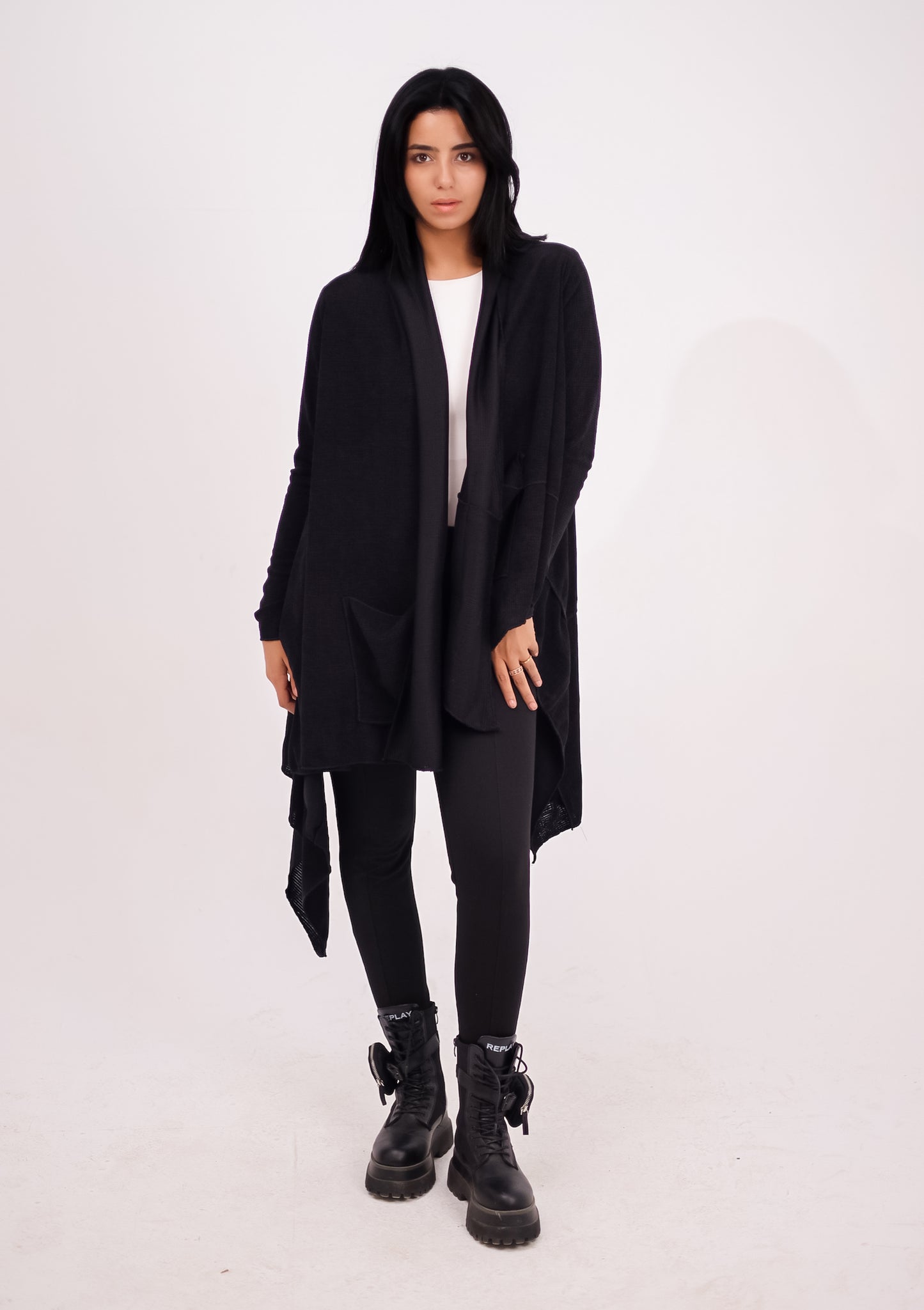 Asymmetrical knit cardigan