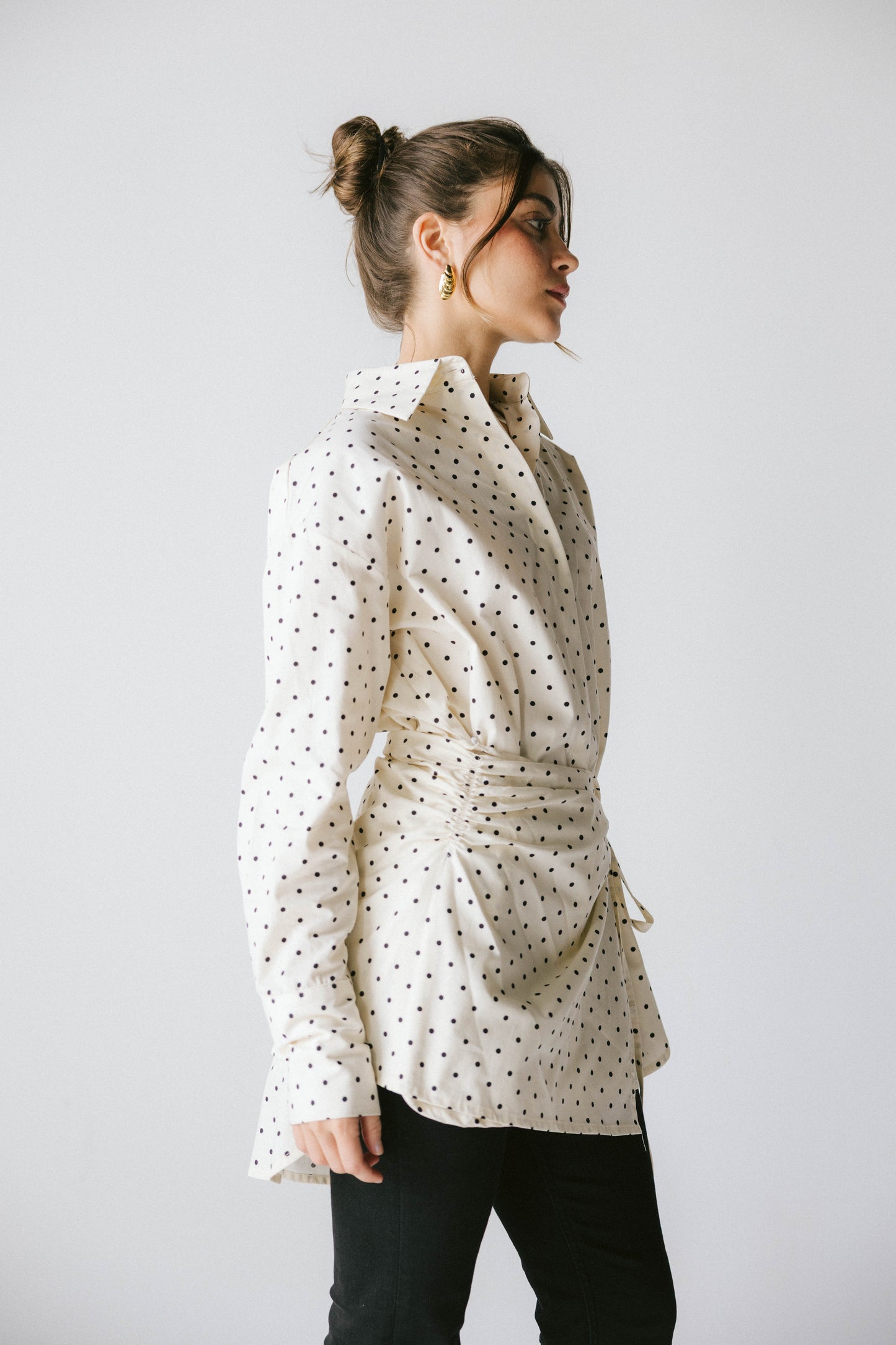 Polka dots poplin shirt