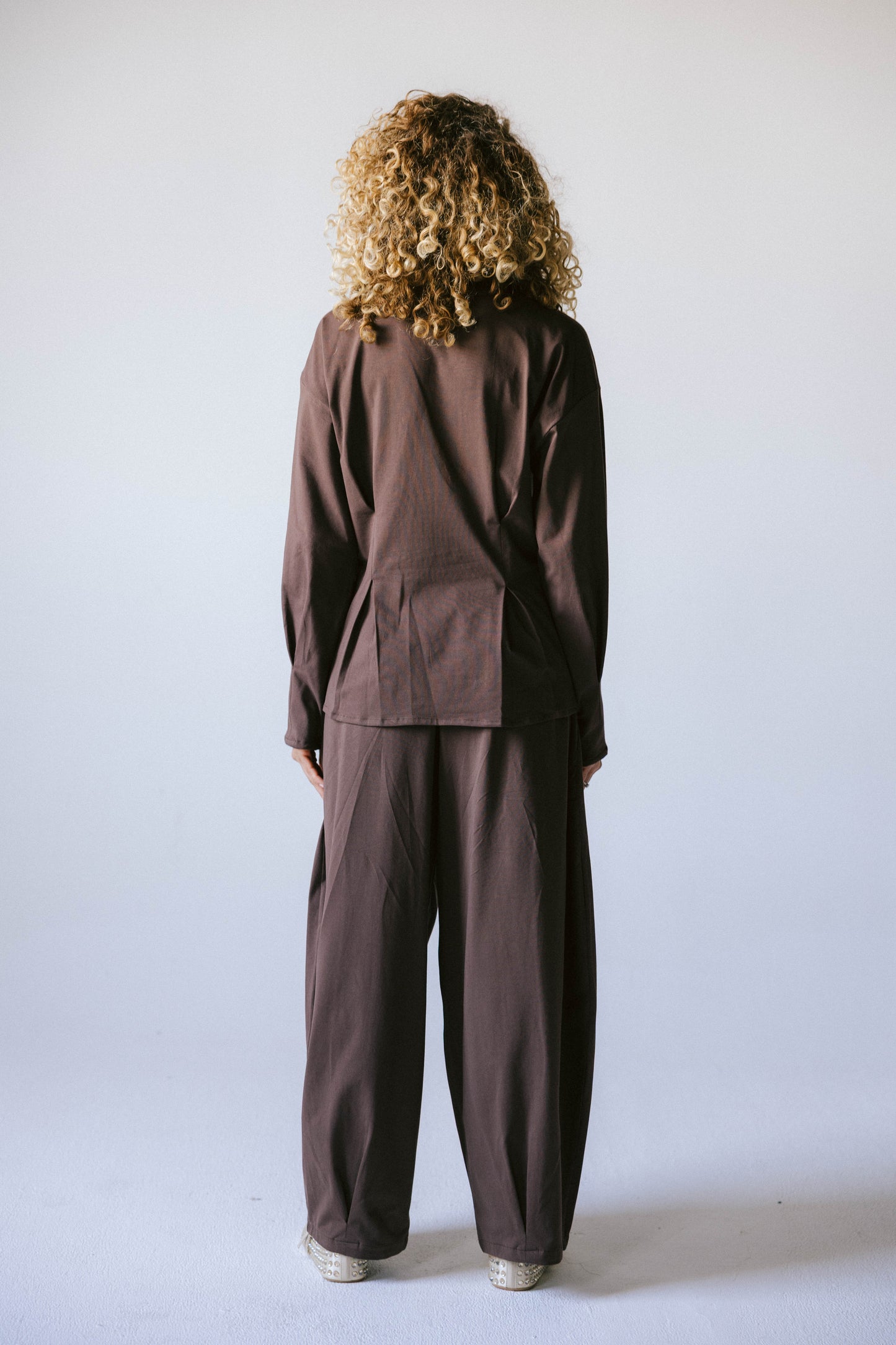 Pleats cotton set - brown