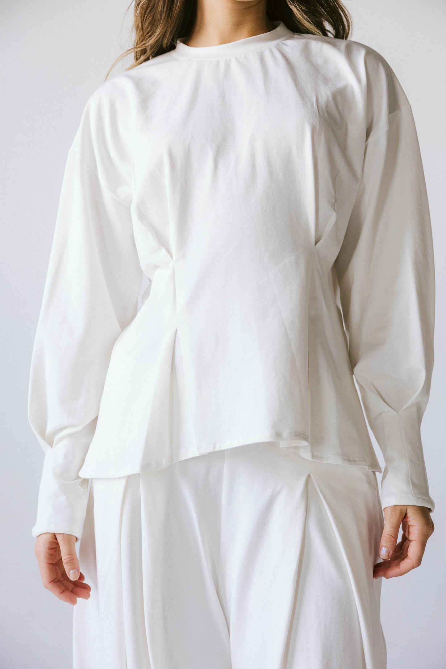Pleats cotton set - white