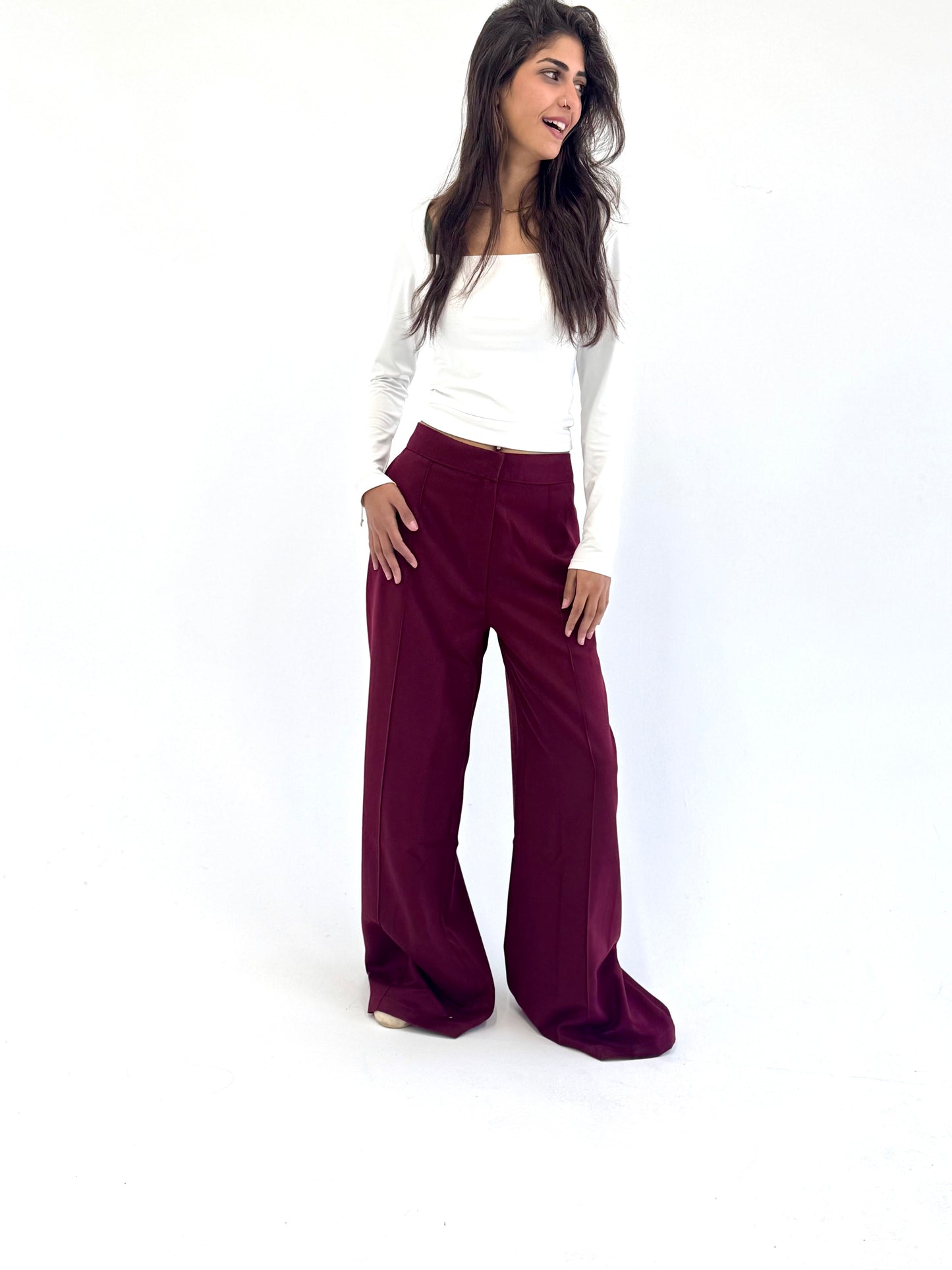 Straight pants - burgundy