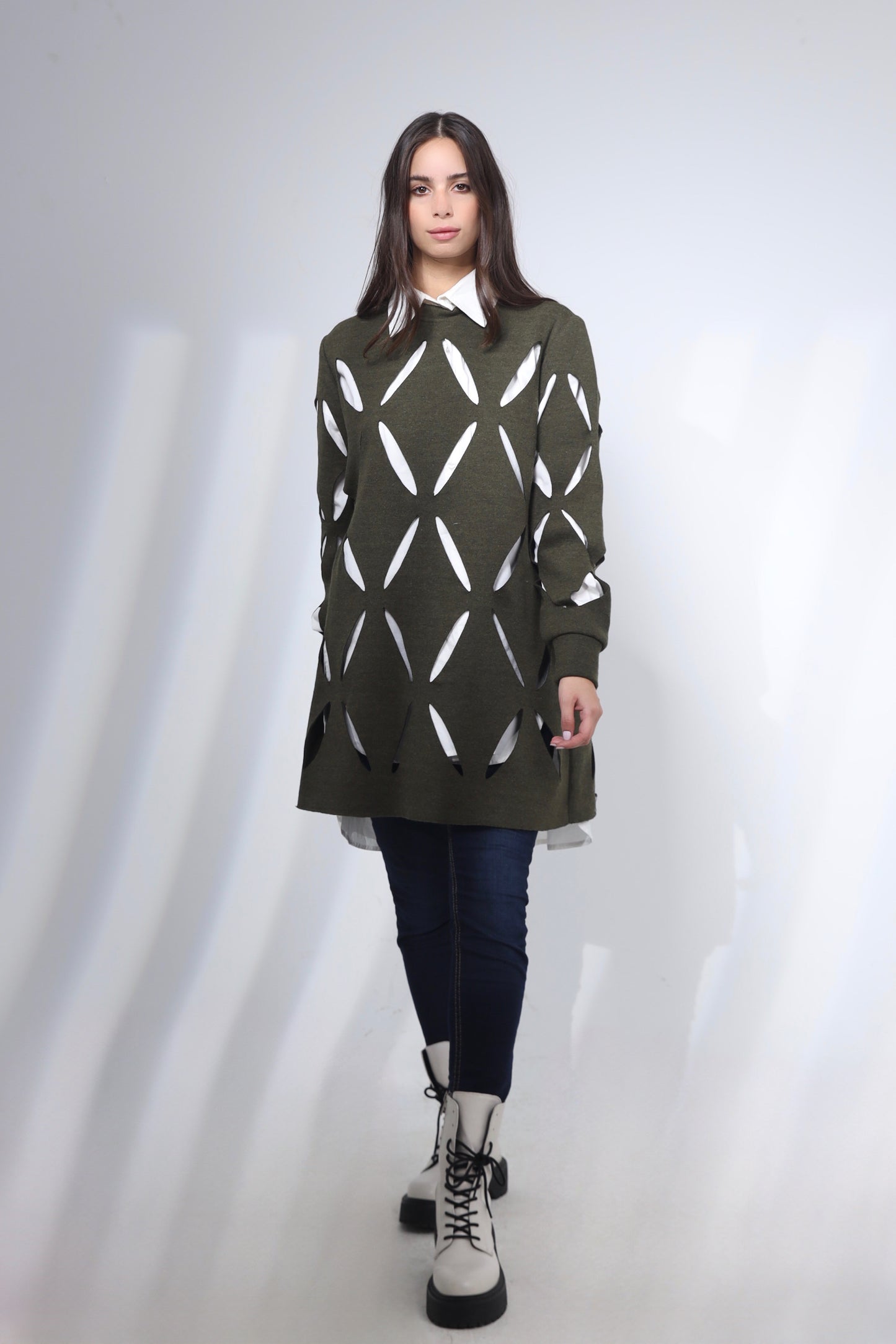 Cutout wool top