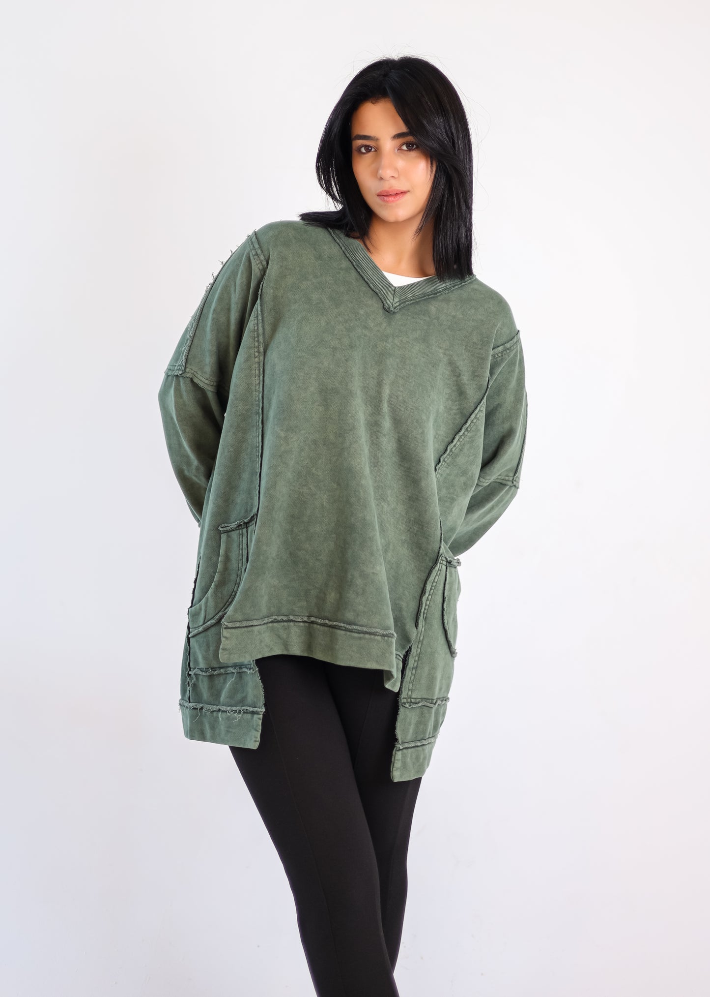 Washed sweatshirt - Olive