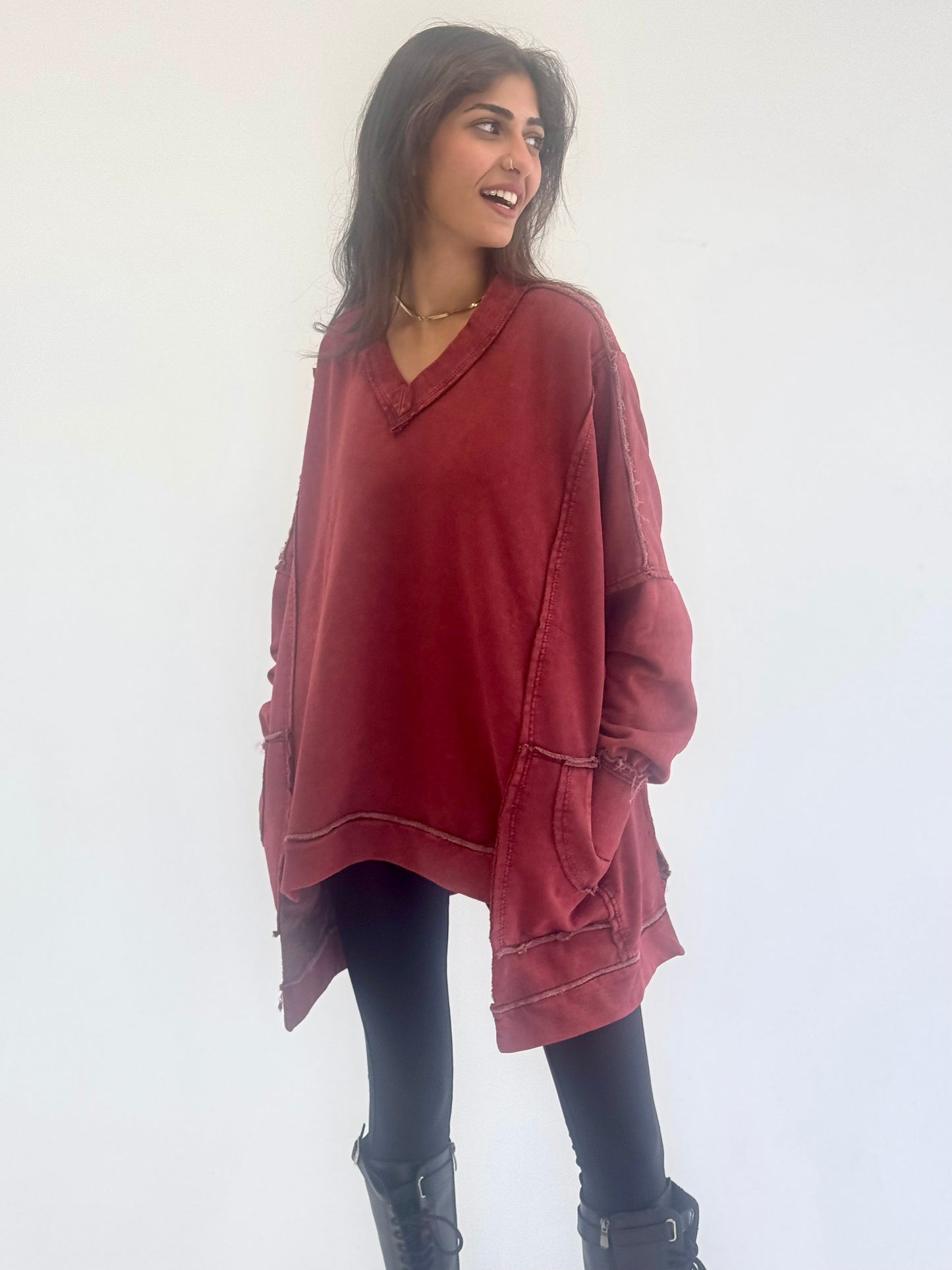 Washed sweatshirt - burgundy