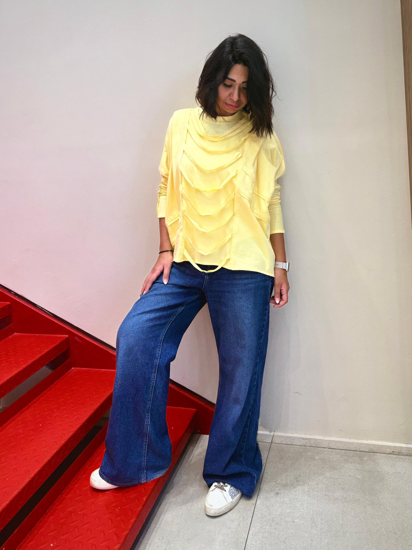Ruched cotton t-shirt