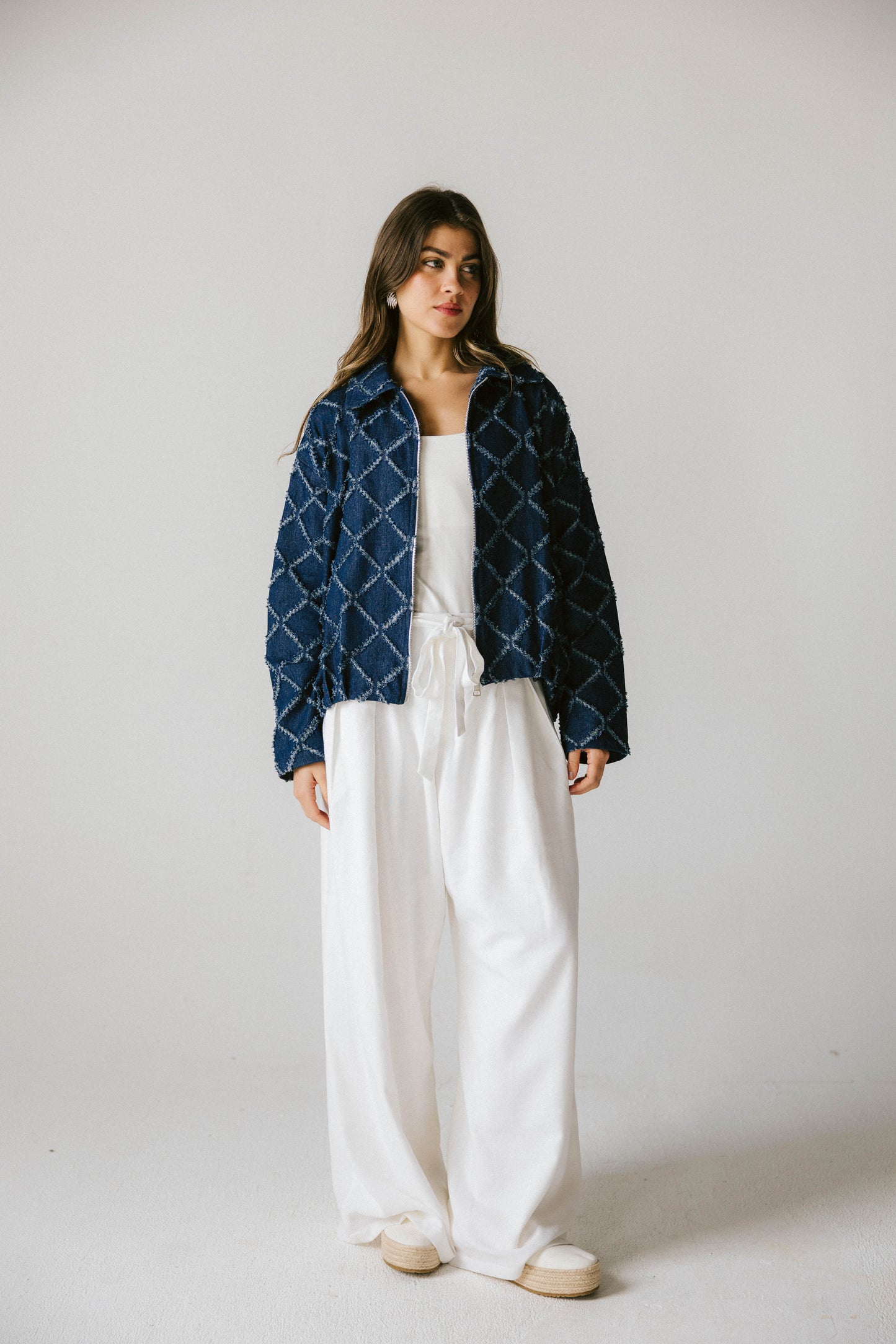 Textured denim jacket