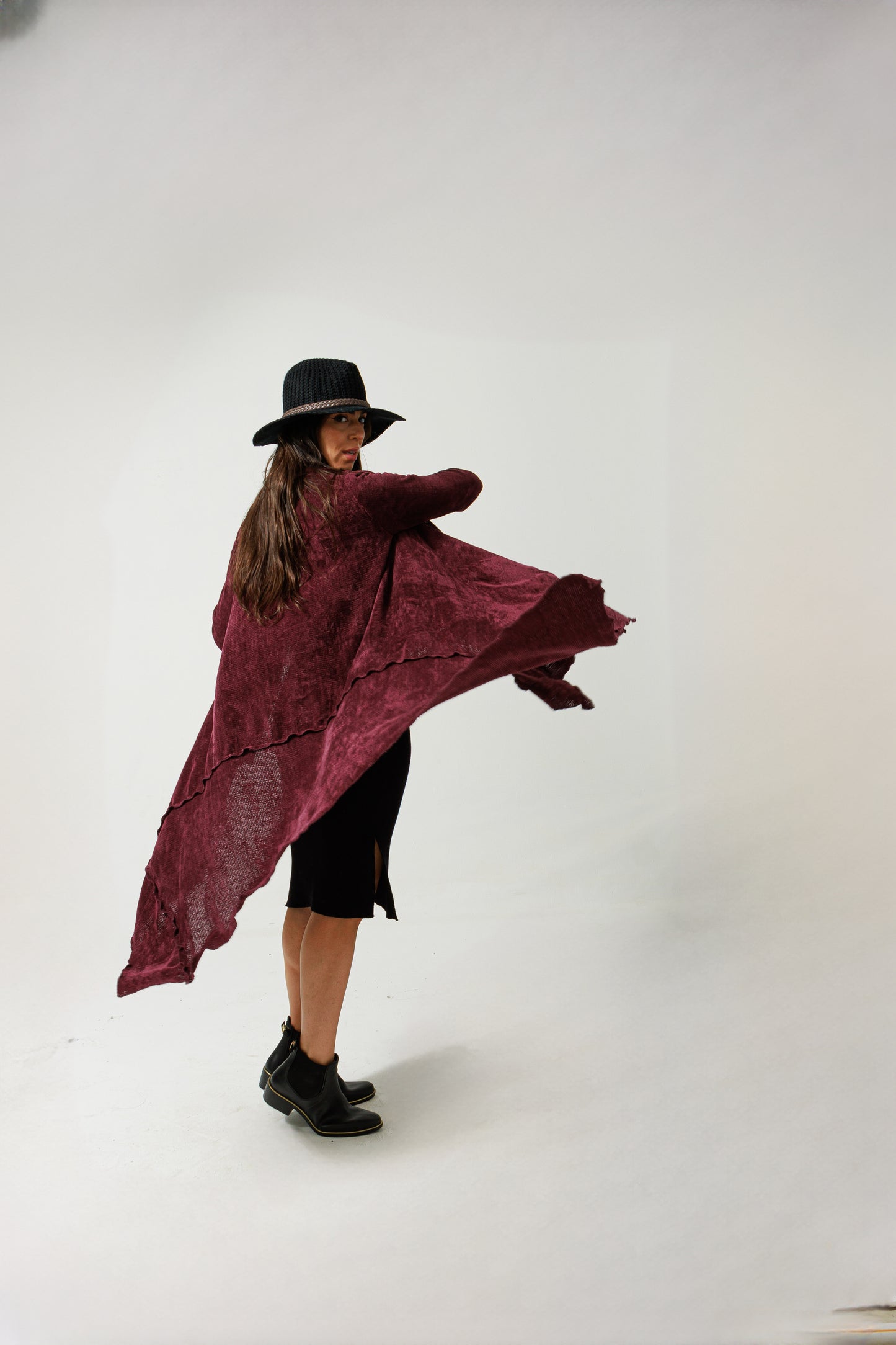 Asymmetric velvet cardigan