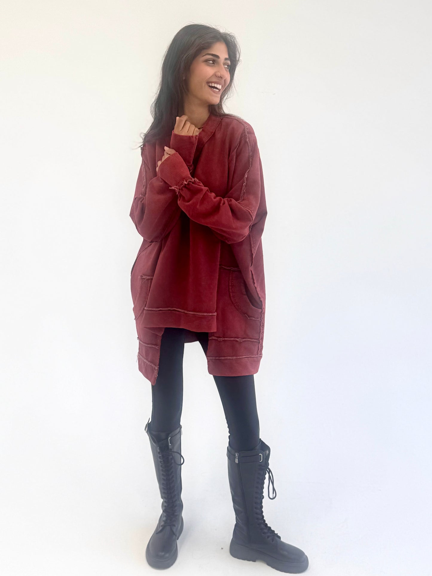 Washed sweatshirt - burgundy
