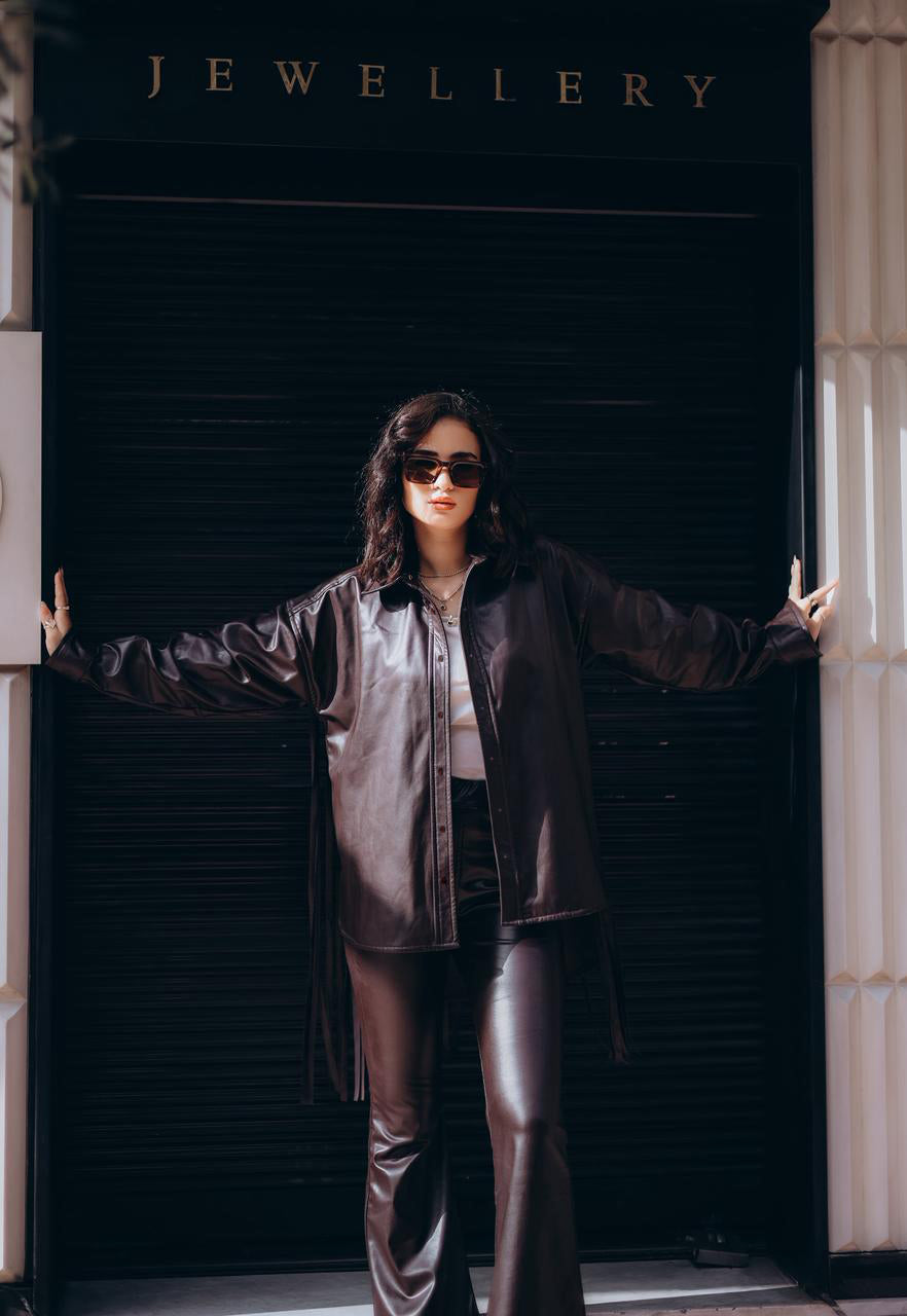 The leather fringes set - BROWN