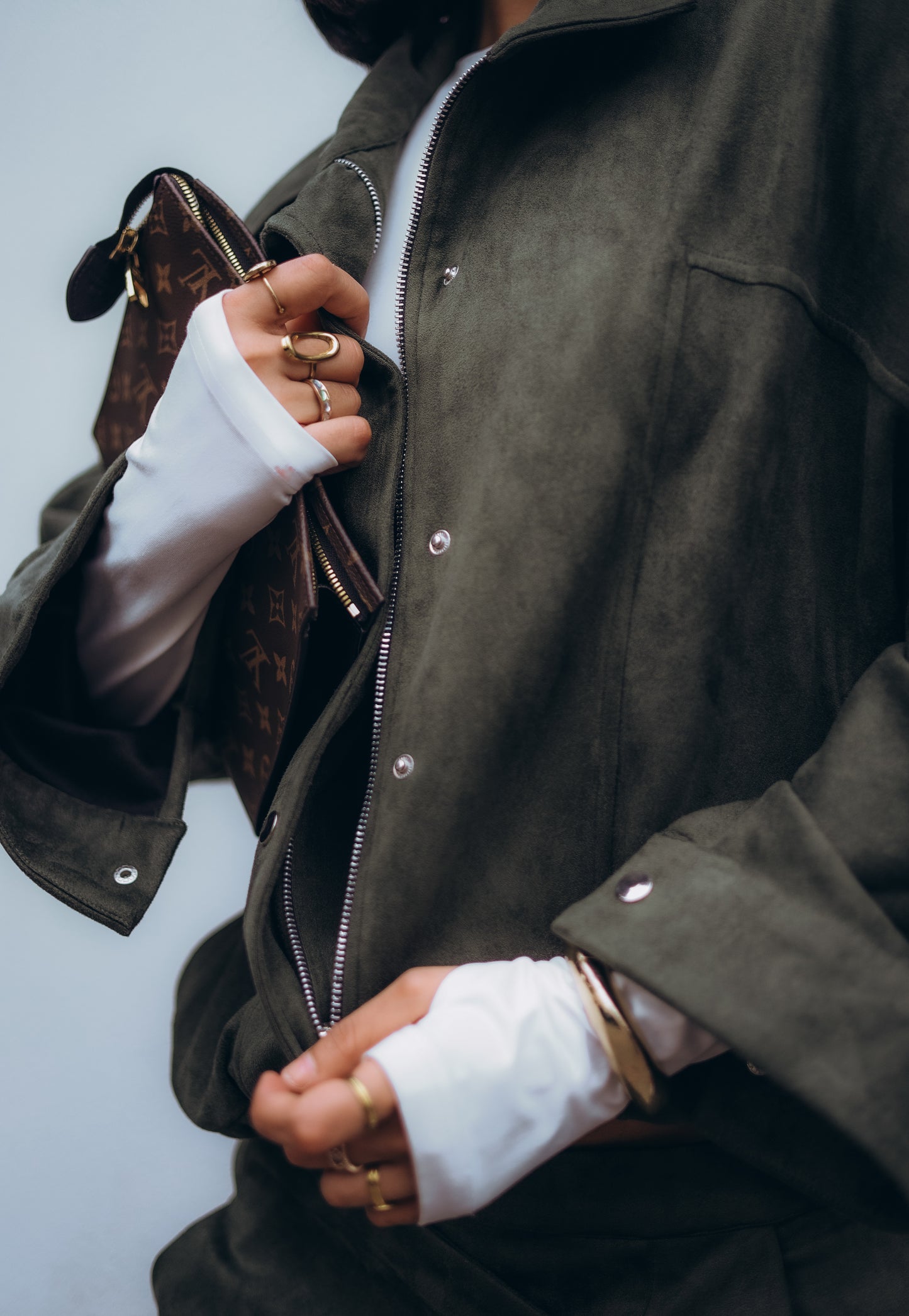 The relax suede set - OLIVE