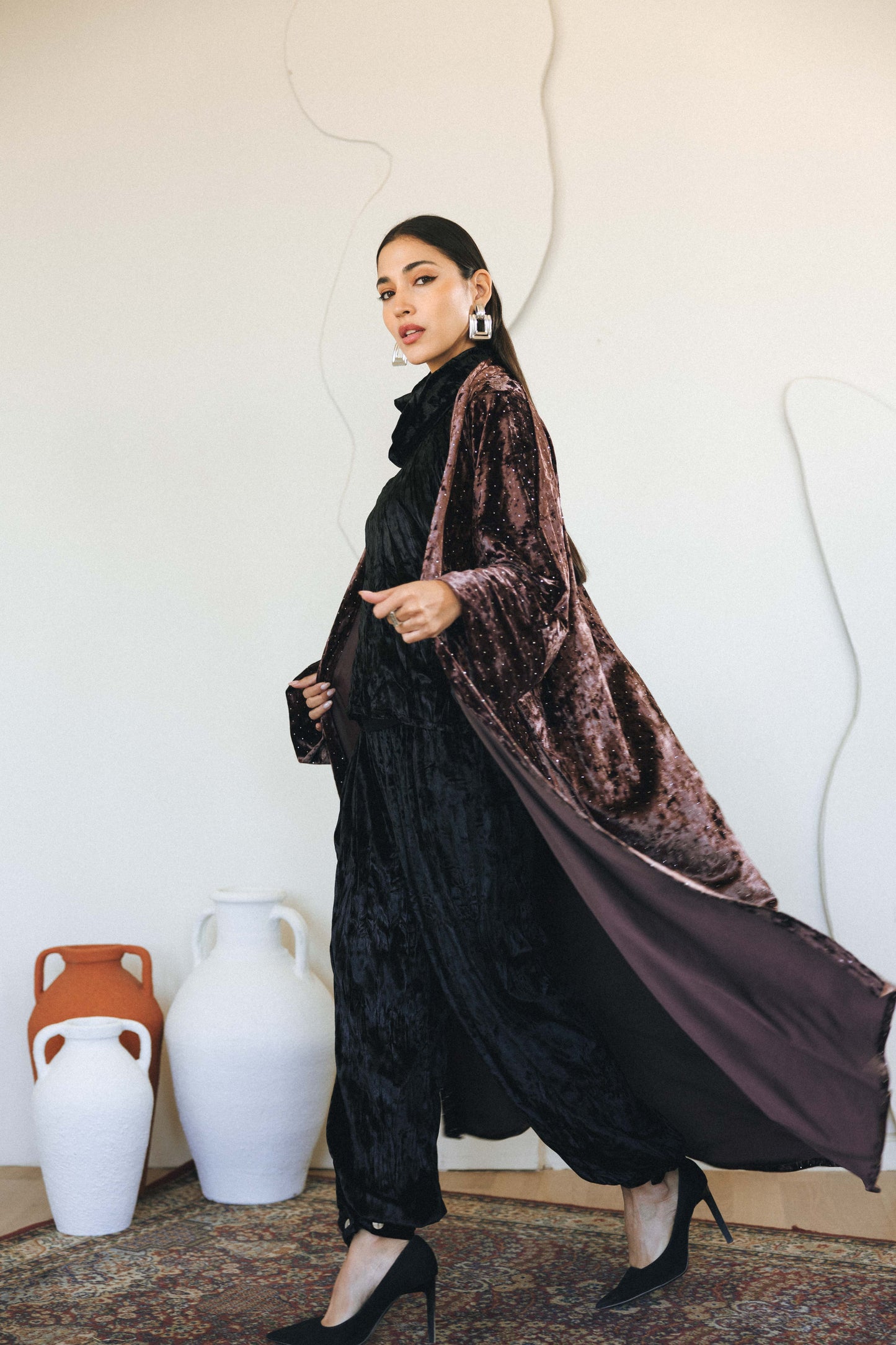 RHINESTONES KAFTAN - BROWN