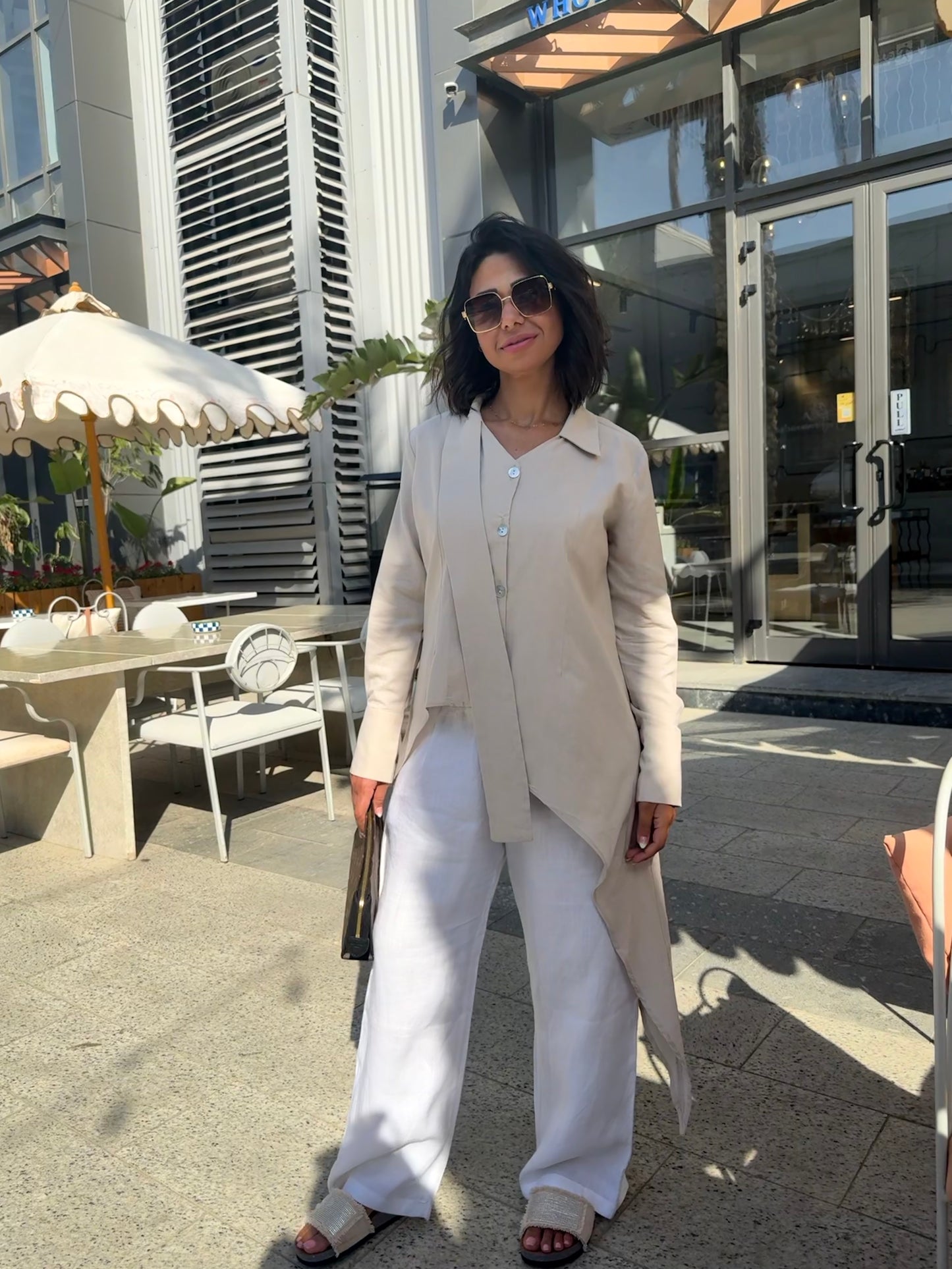 Asymmetric linen shirt