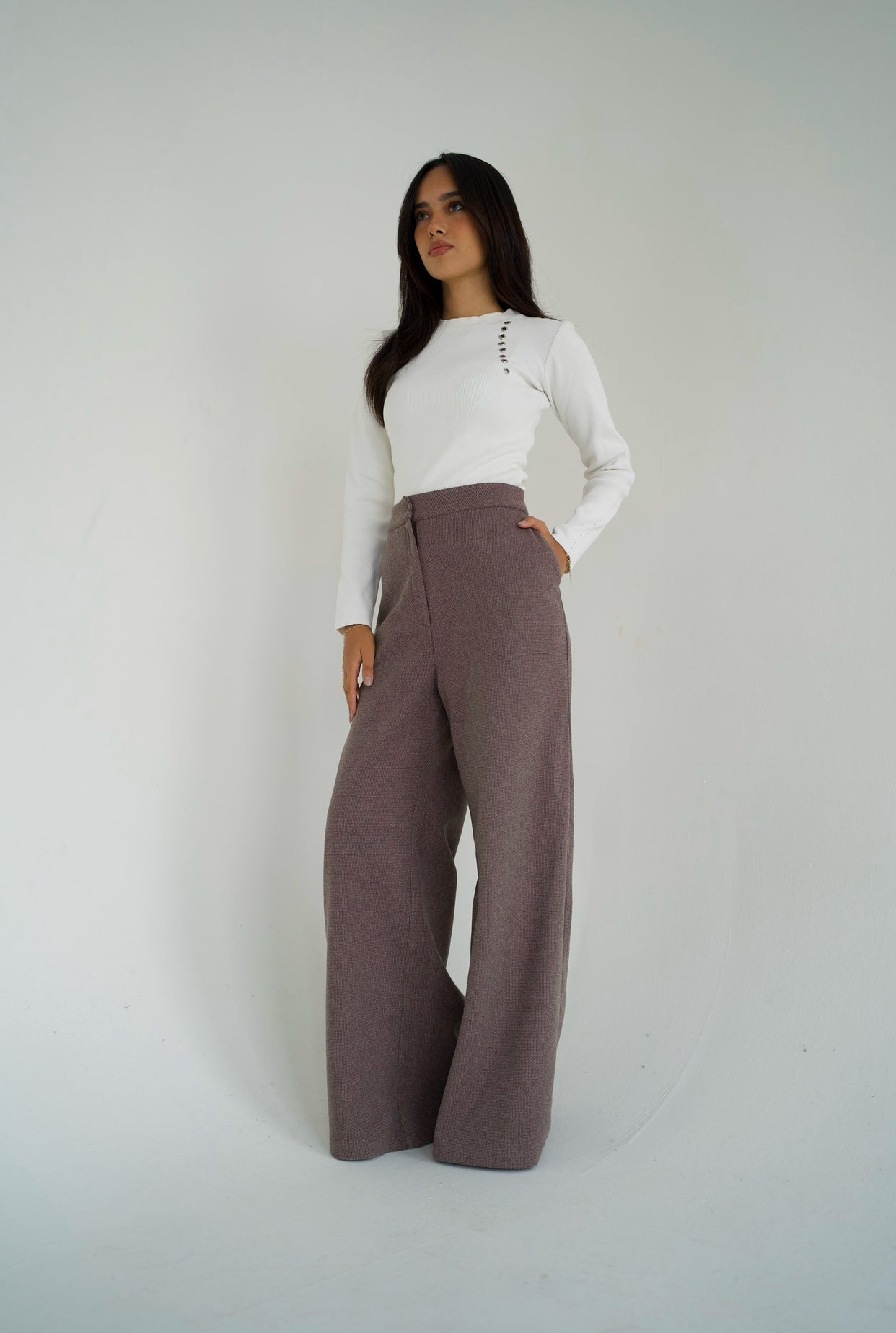 Wool straight pants