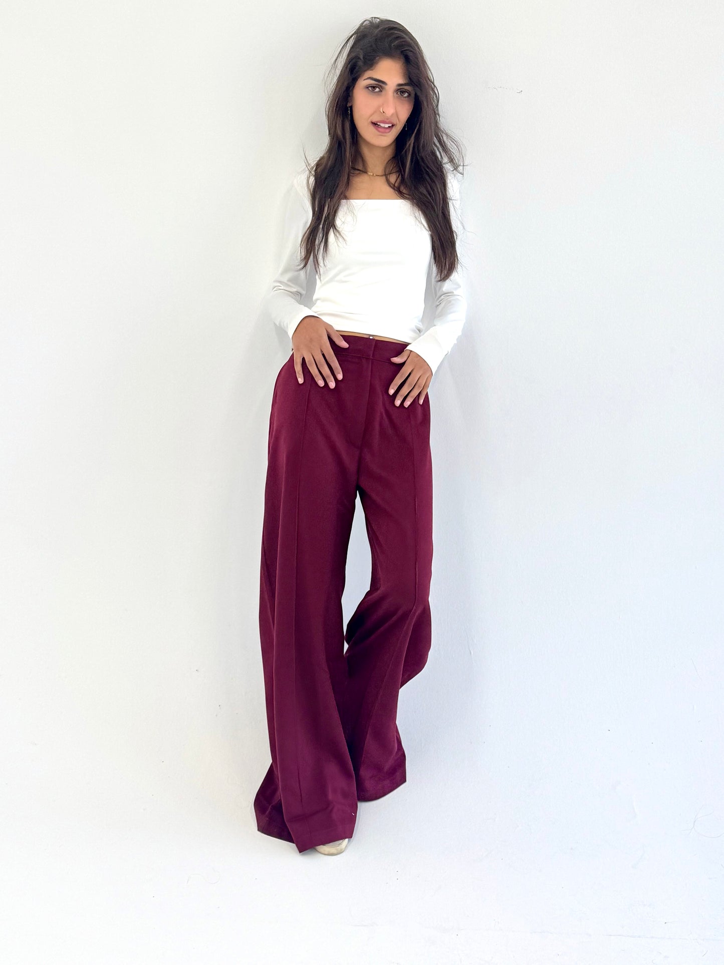 Straight pants - burgundy