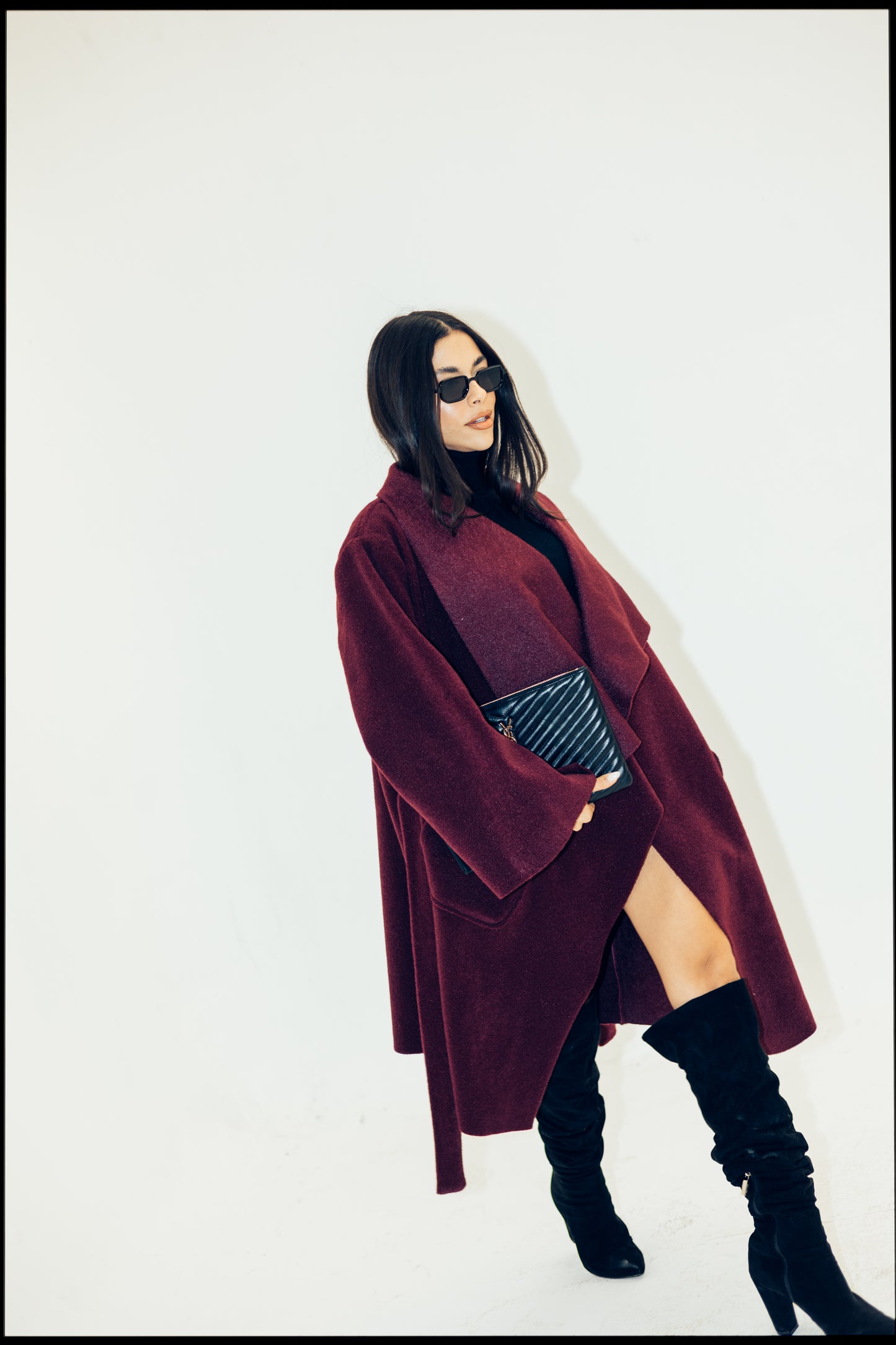 THE VELA WRAP COAT - BURGUNDY