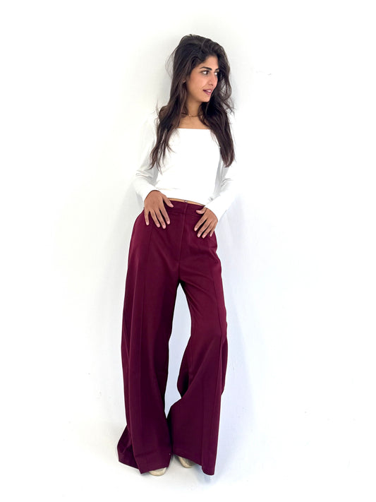 Straight pants - burgundy