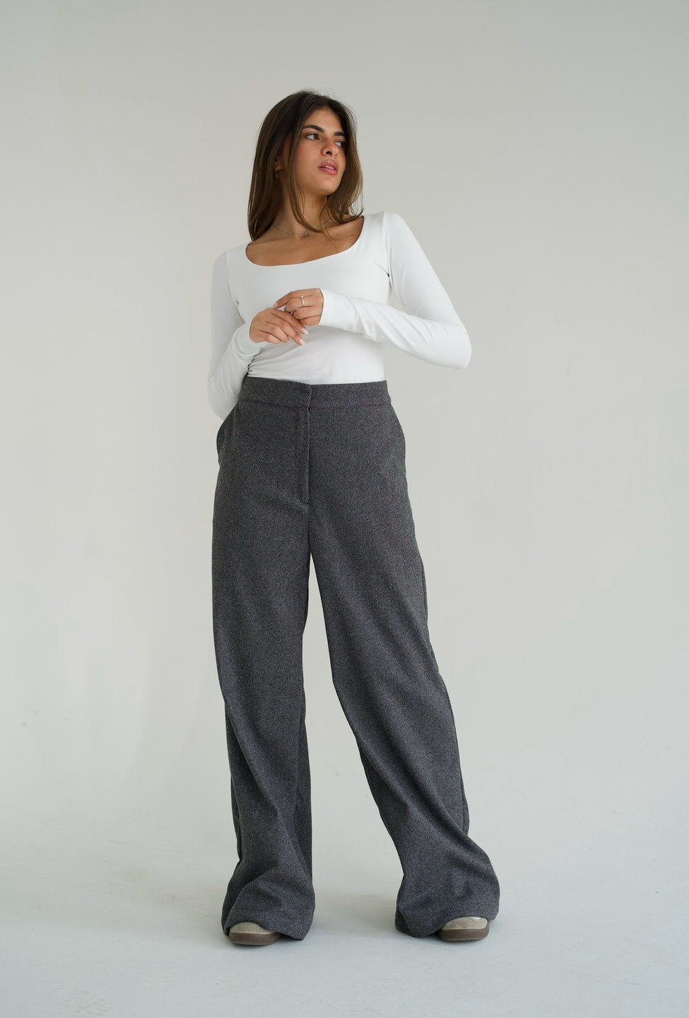 Wool straight pants