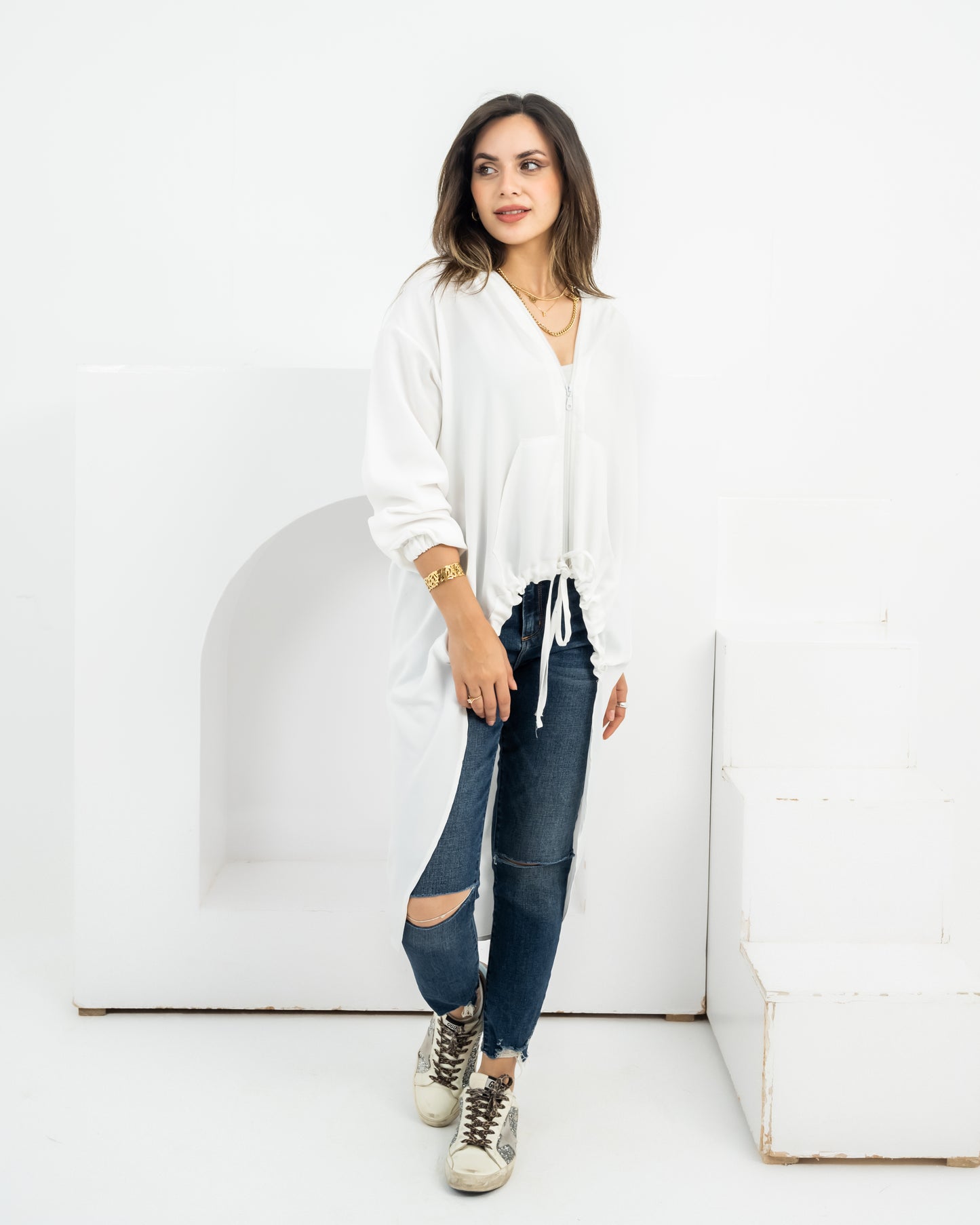 High law zipper cardigan