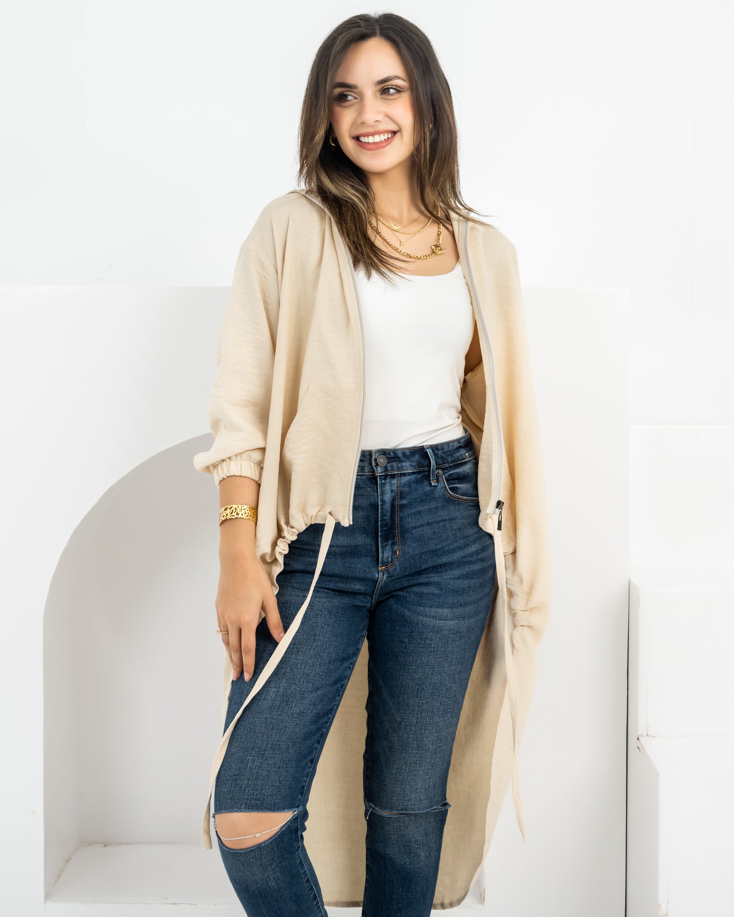 High law zipper cardigan