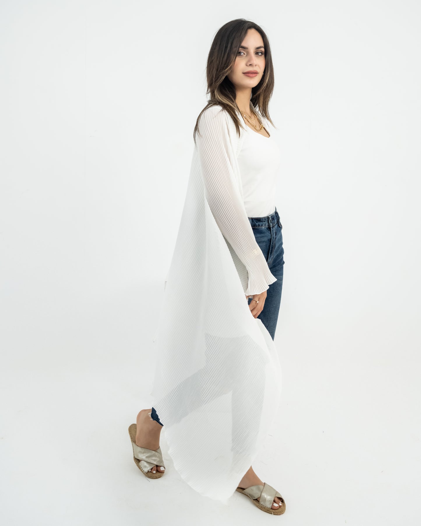 Plissé ruffle cardigan