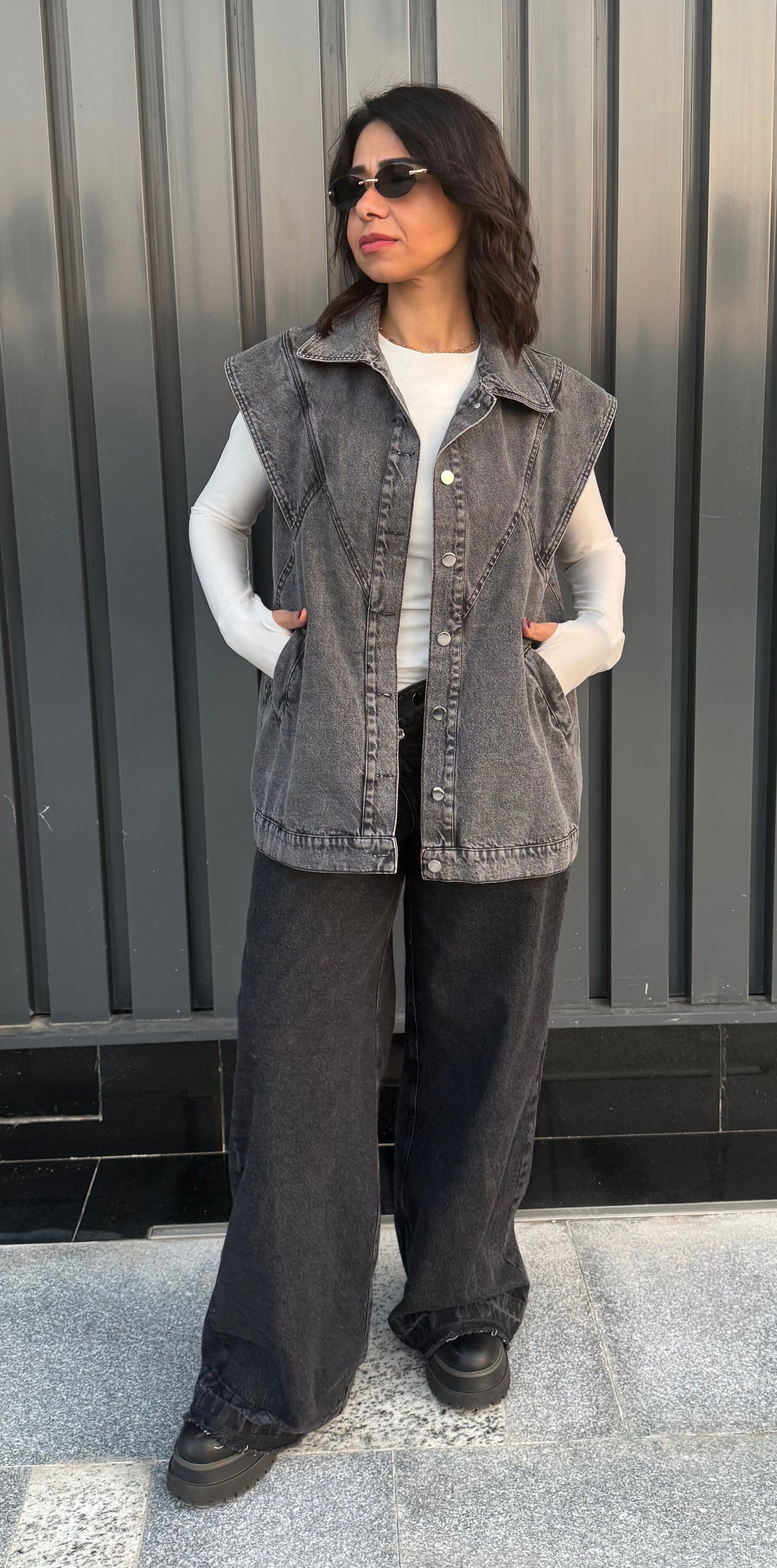 Denim vest - GREY