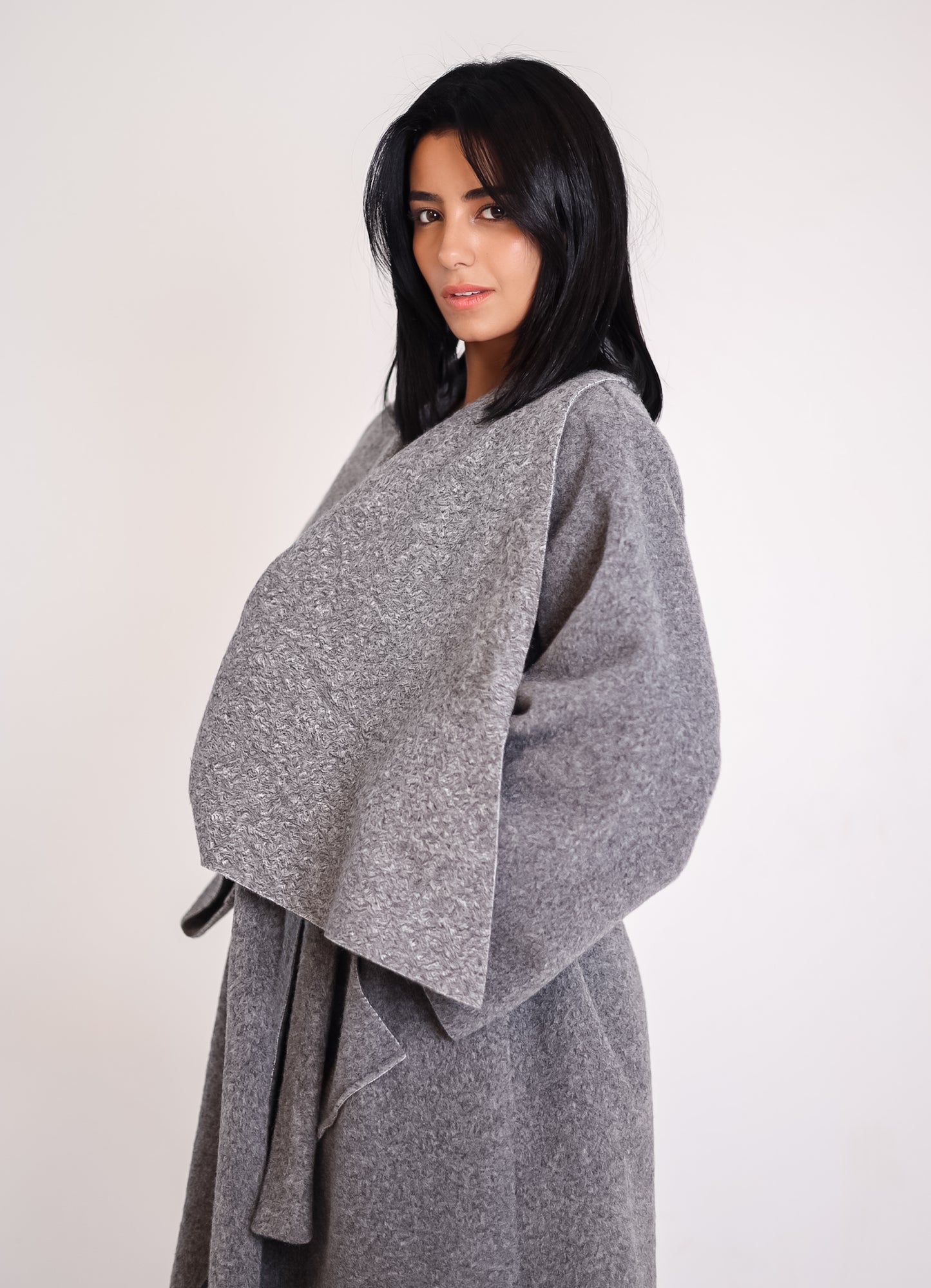 THE VELA WRAP COAT - GREY