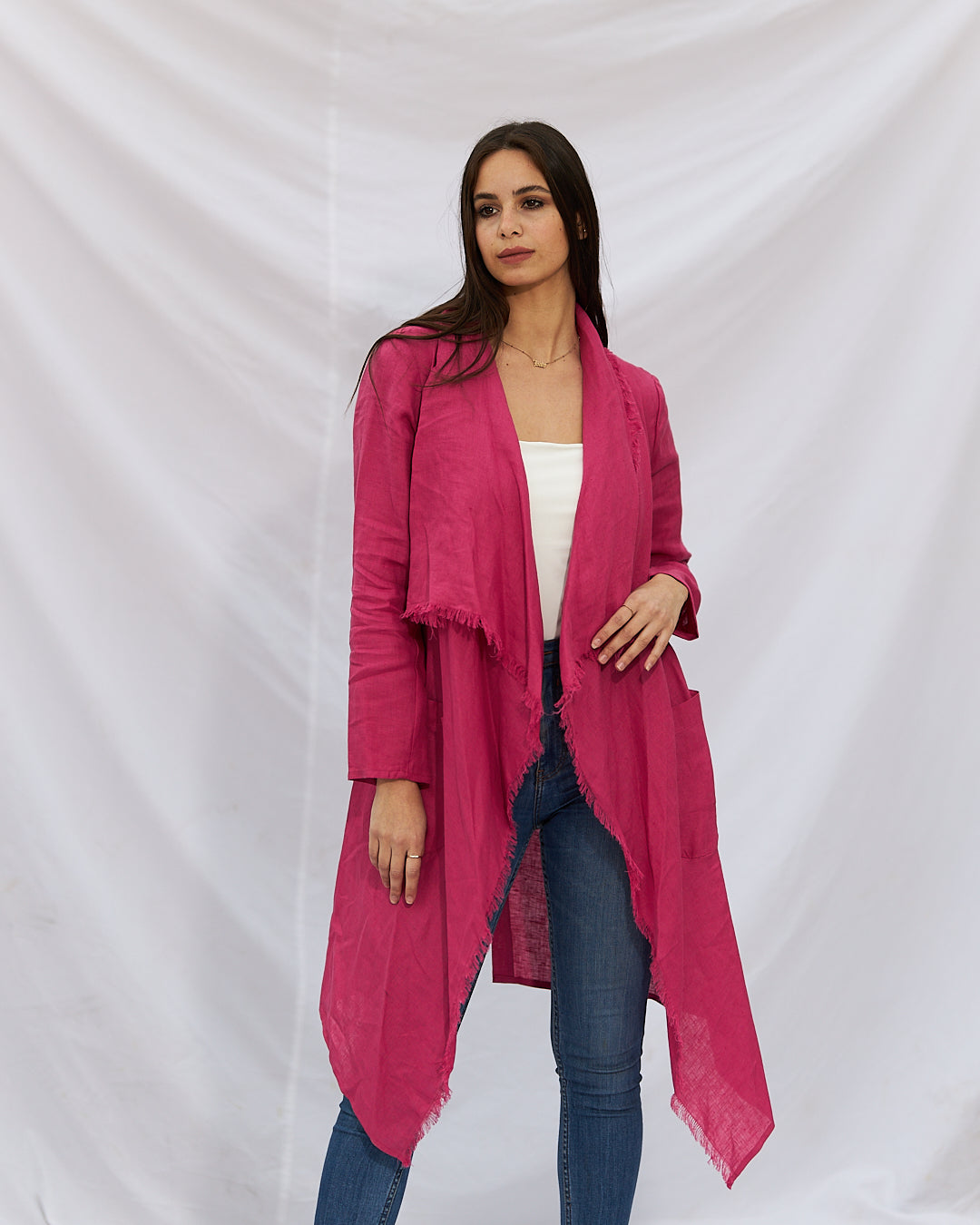 Linen fringes cardigan