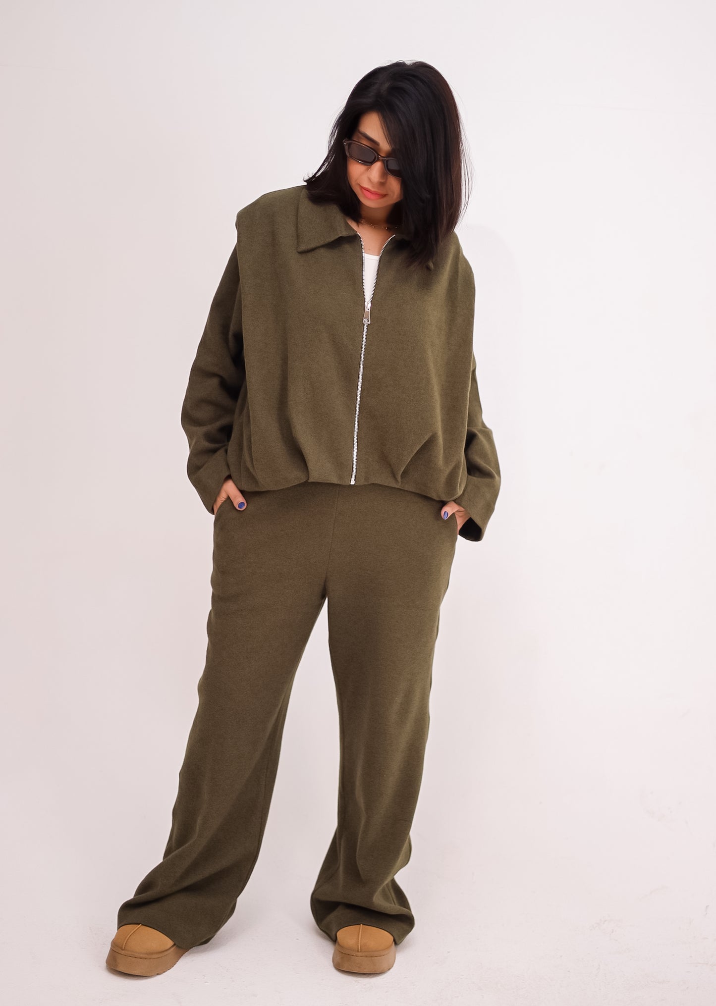 The calm zip set - OLIVE