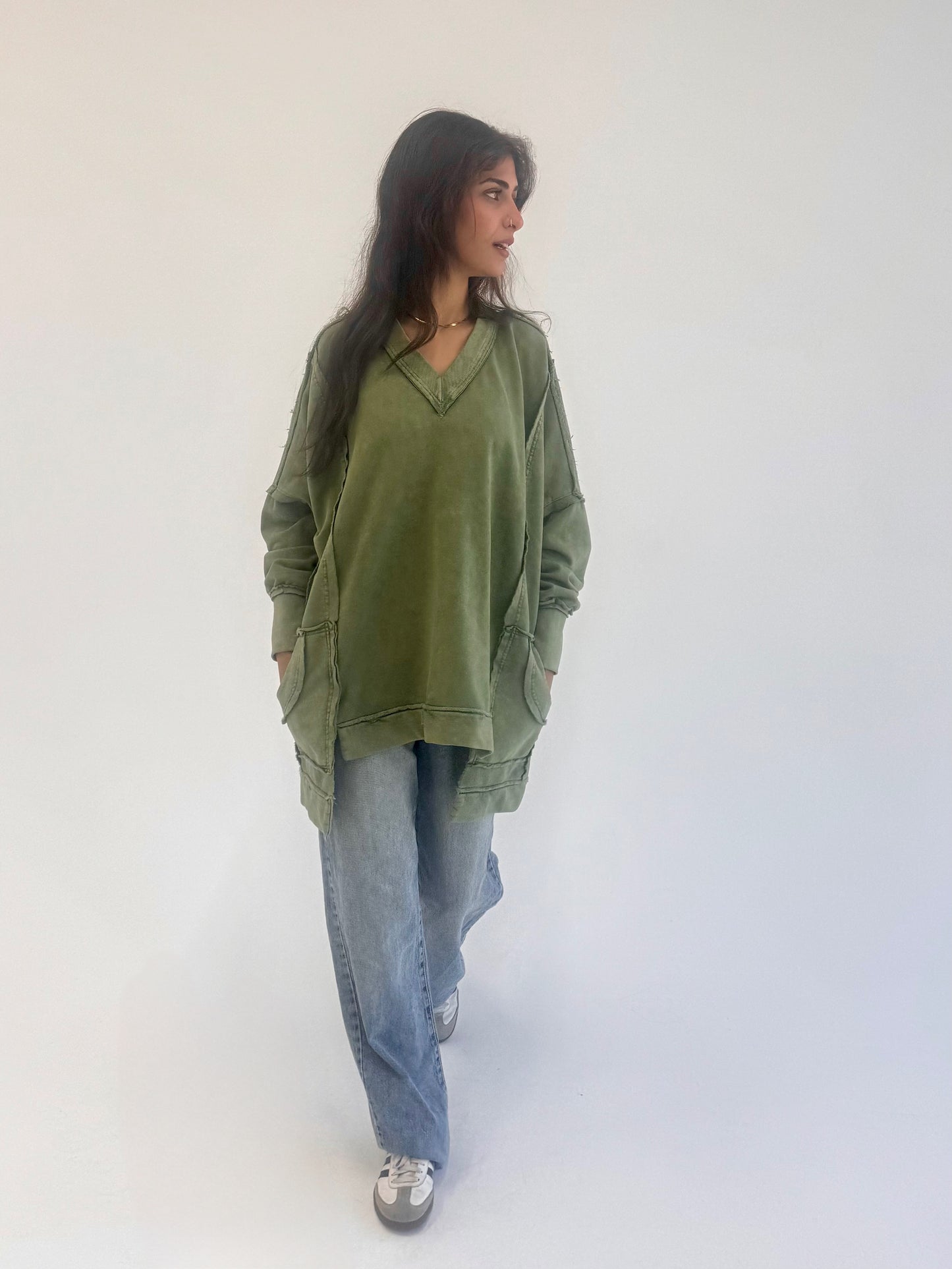Washed sweatshirt - Olive