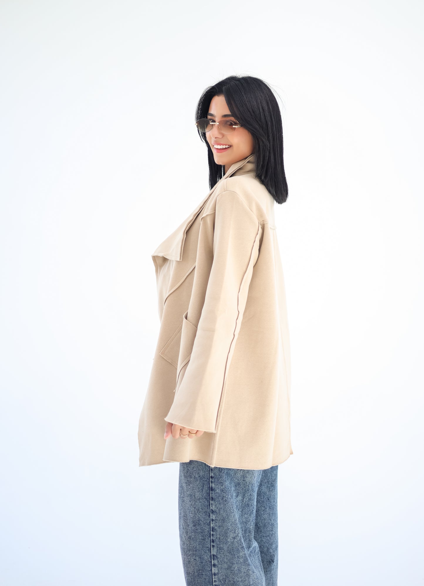 Unfinished milton cardigan- BEIGE