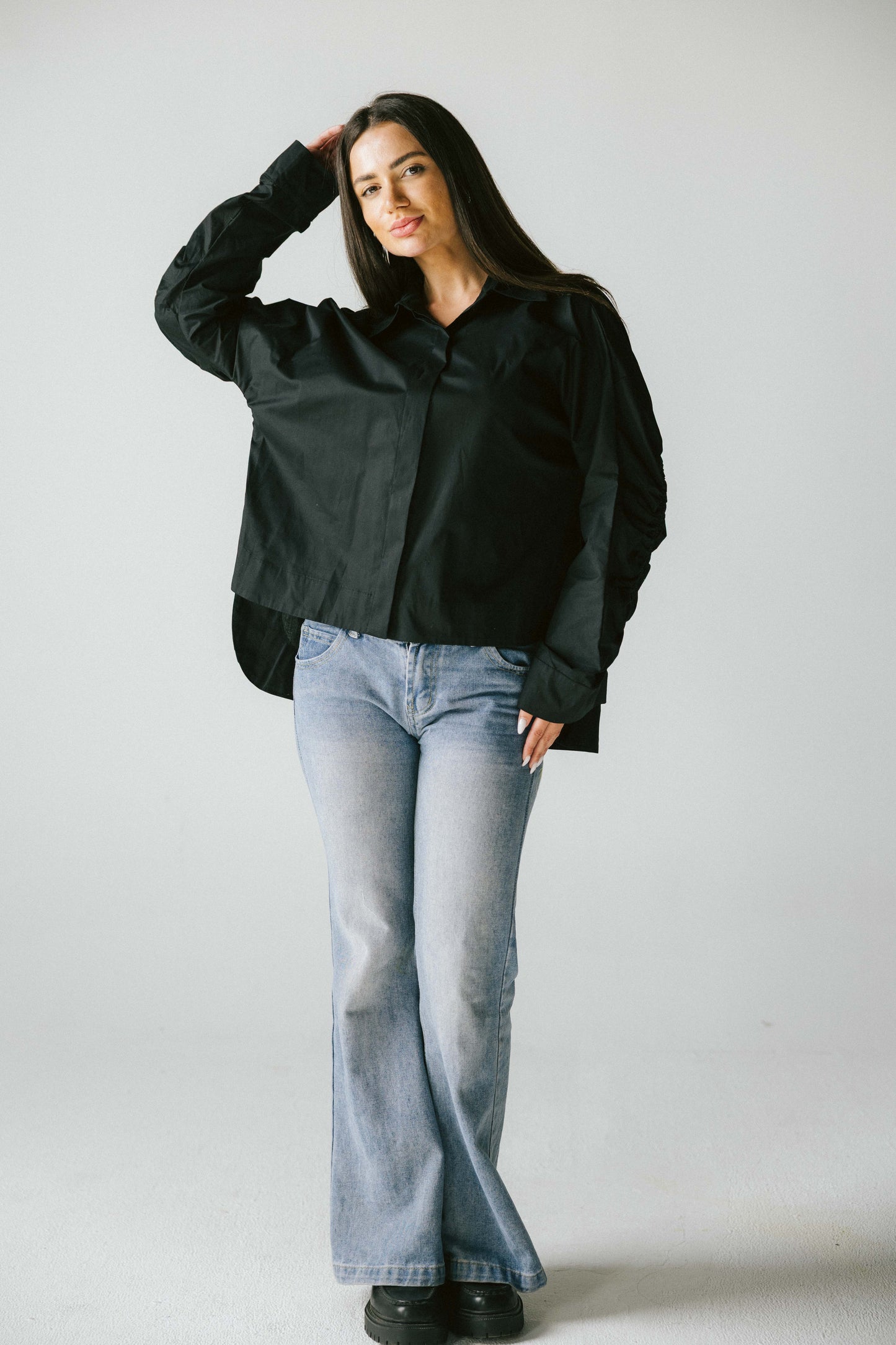 Ruched back shirt - Black