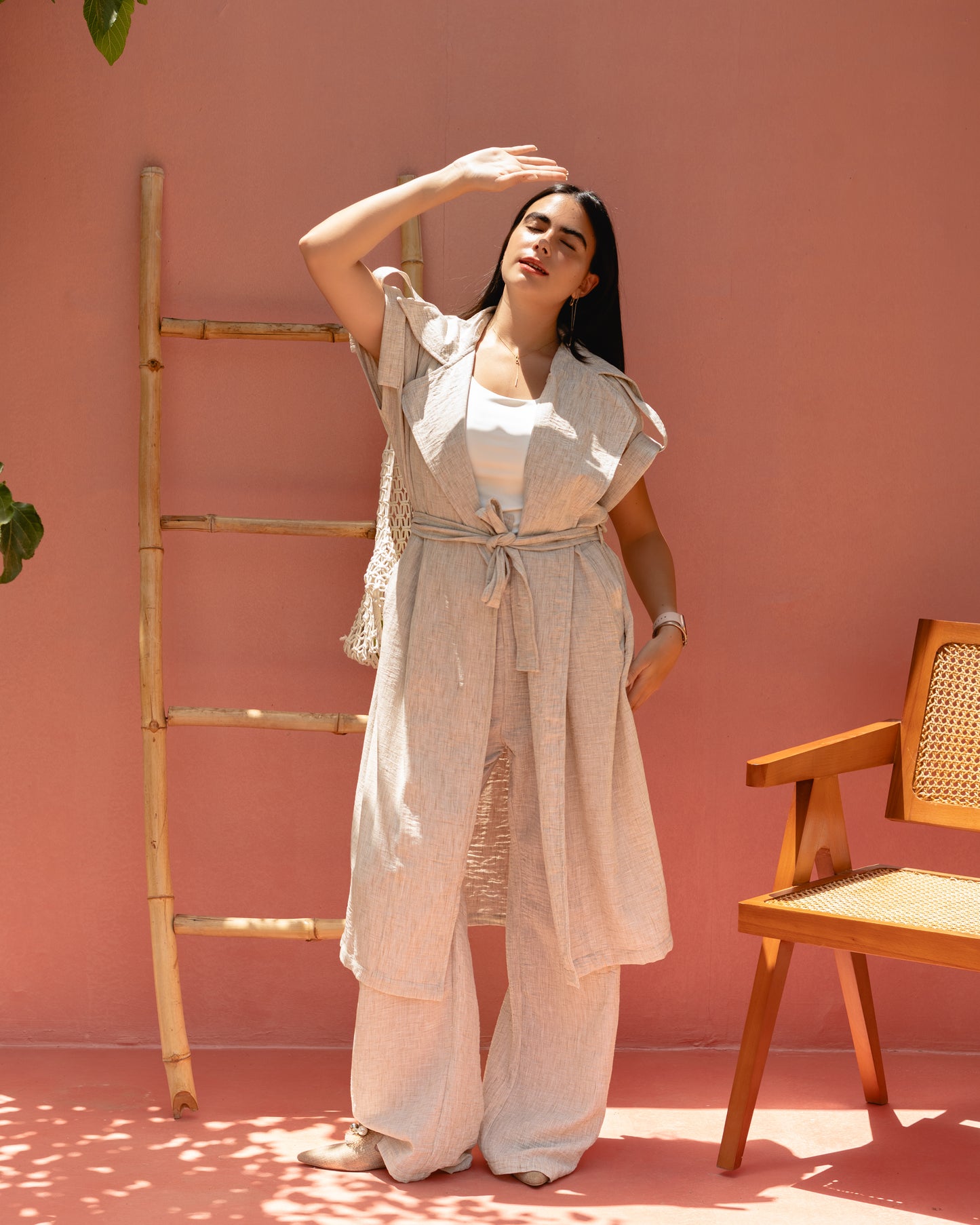 Serene linen set in beige