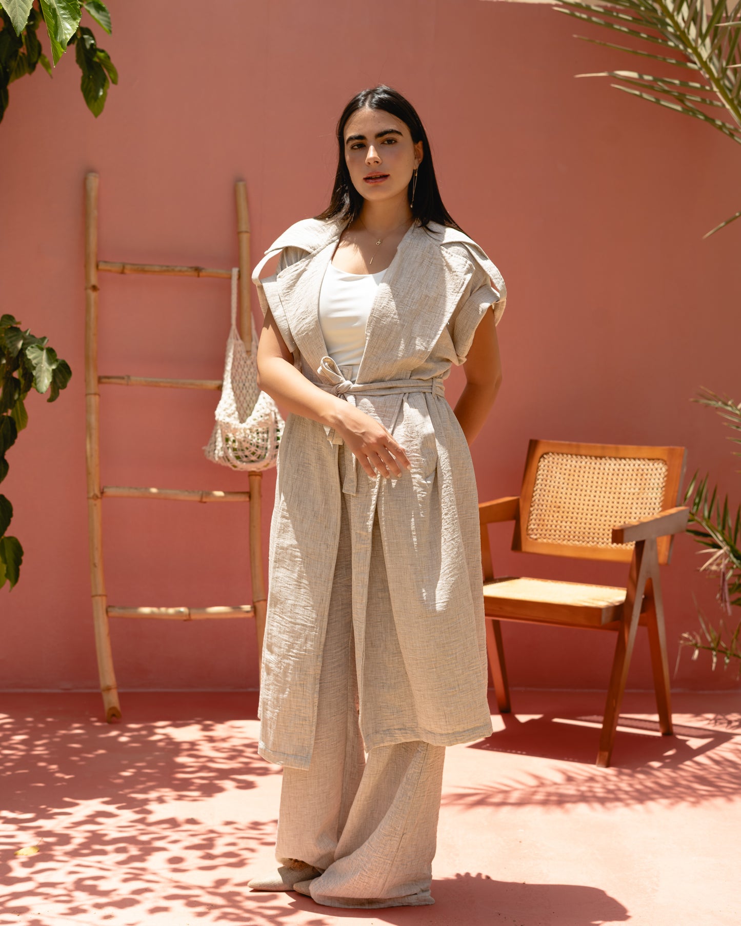 Serene linen set in beige