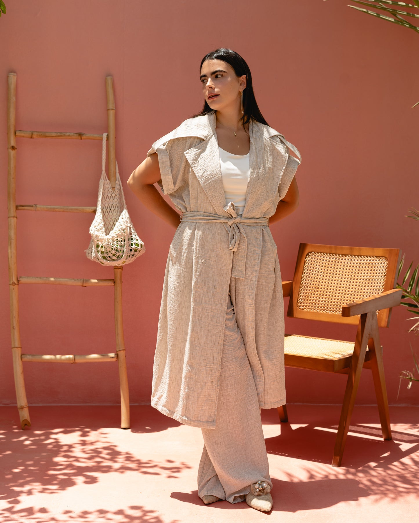 Serene linen set in beige