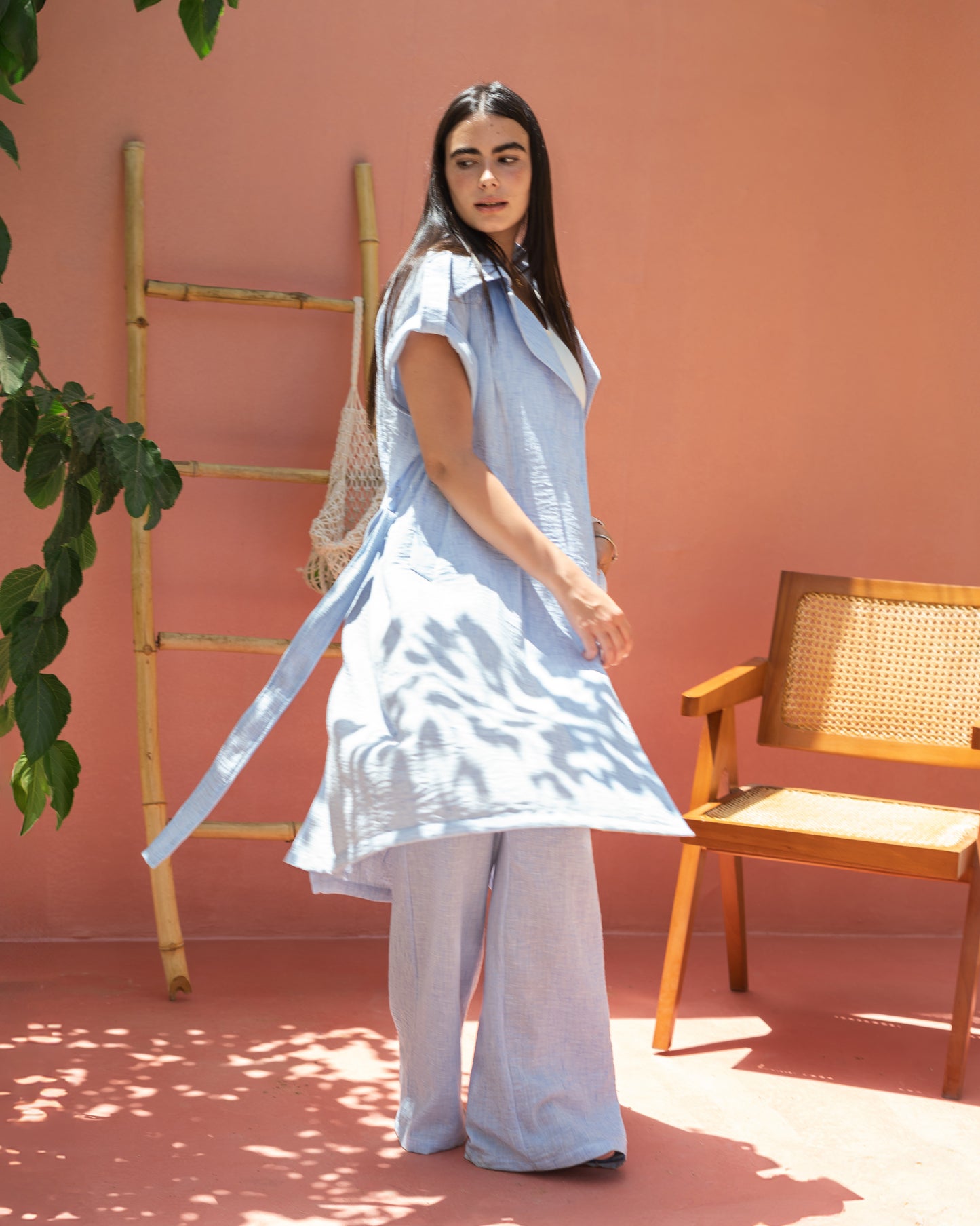 Serene linen set in baby blue