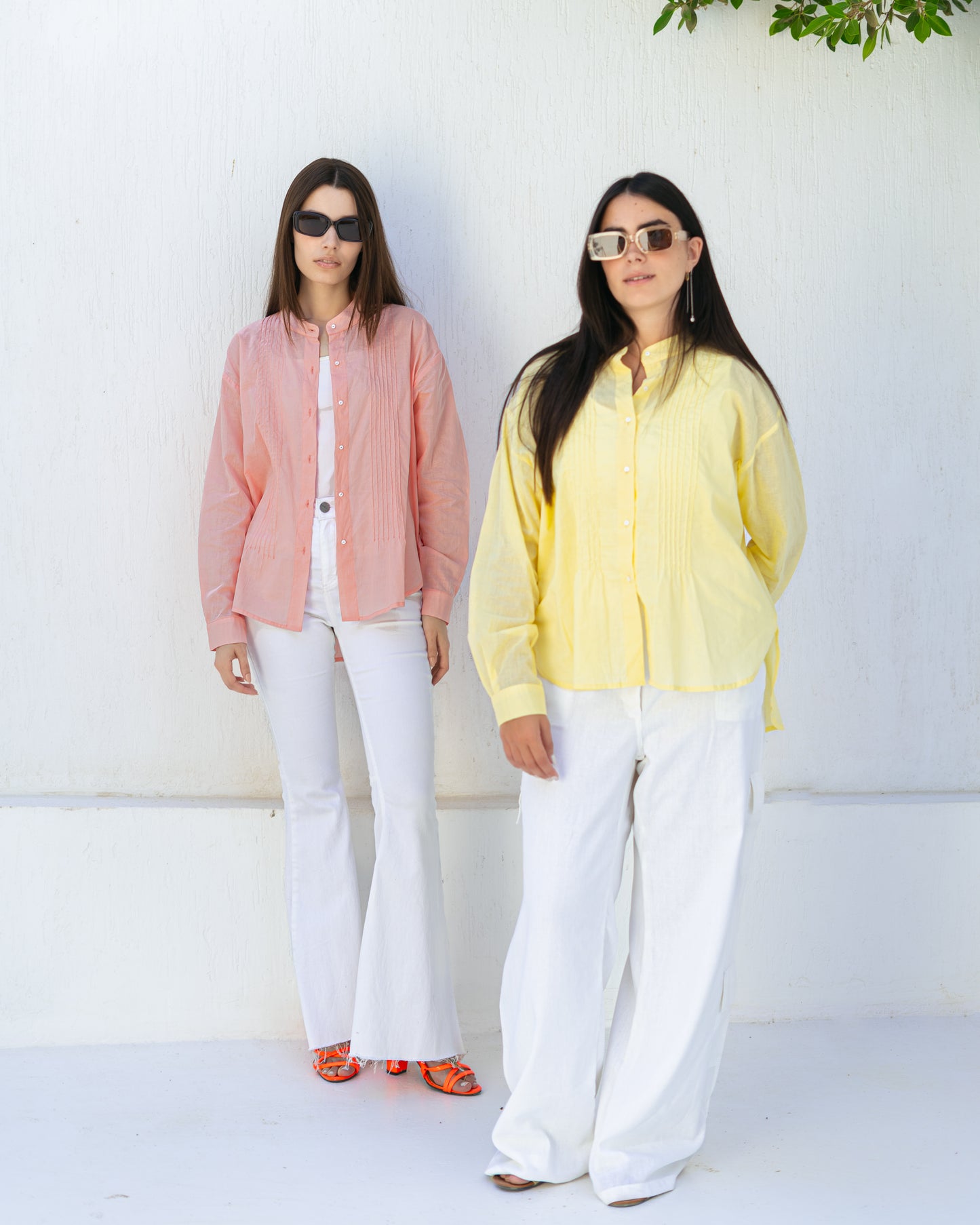 Half collar light shirt