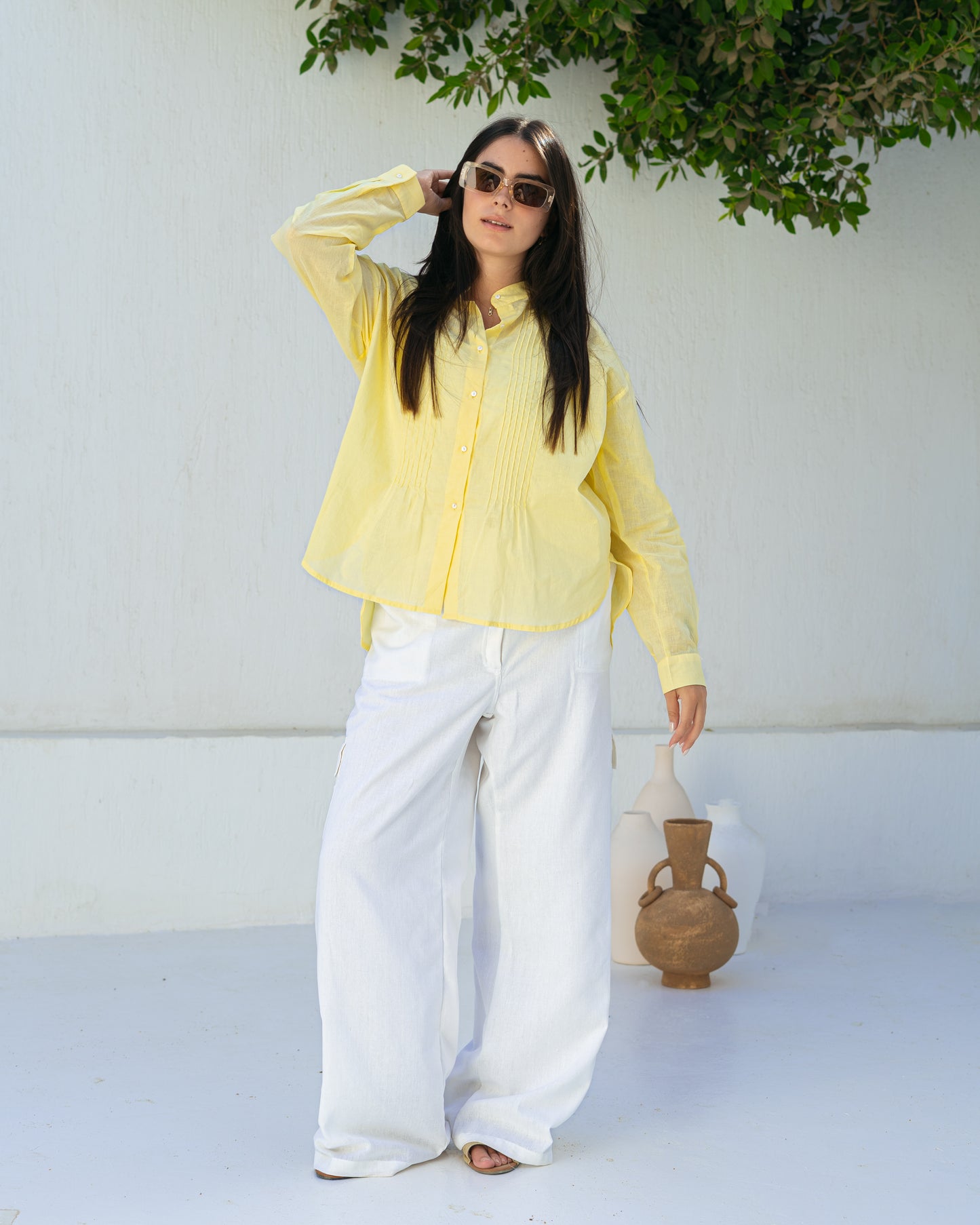 Half collar light shirt