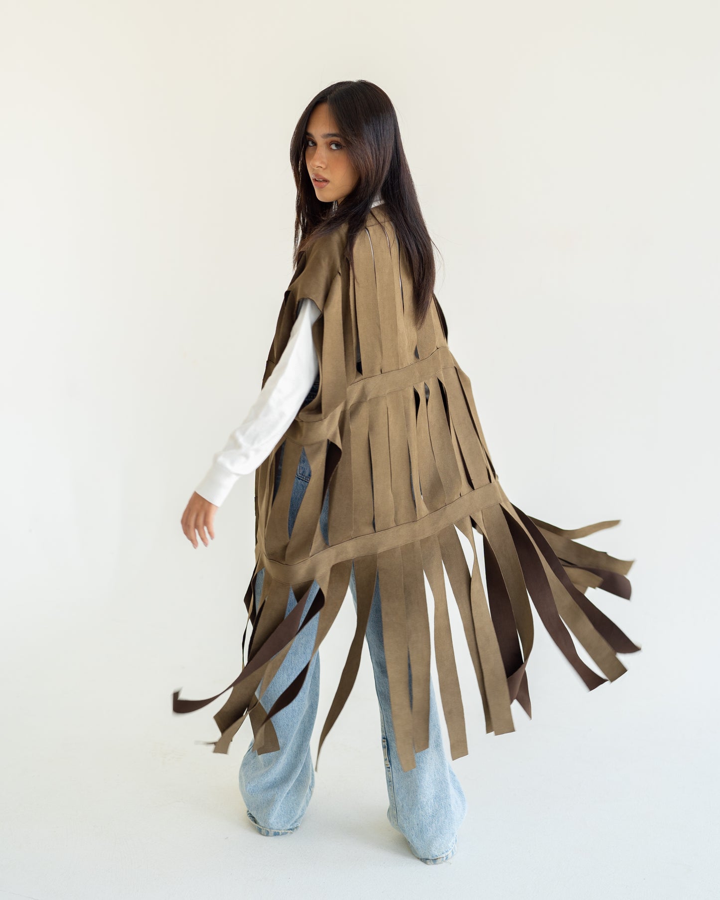 Cut out fringes cardigan