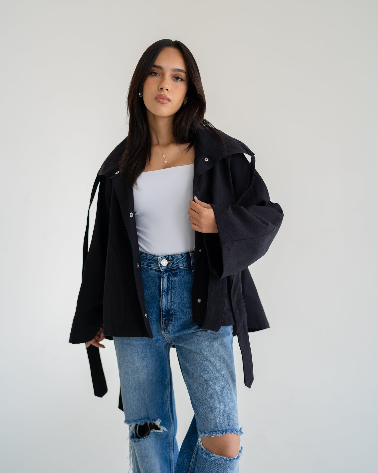 Gabardine loose jacket