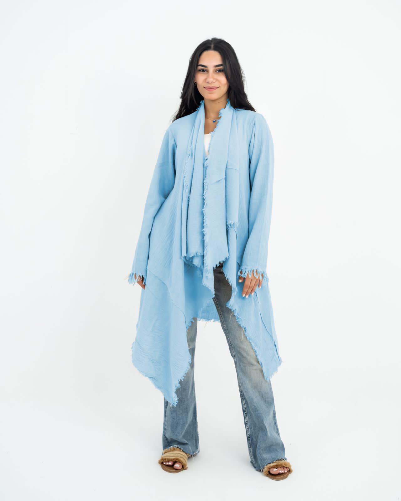 fringes linen cardigan