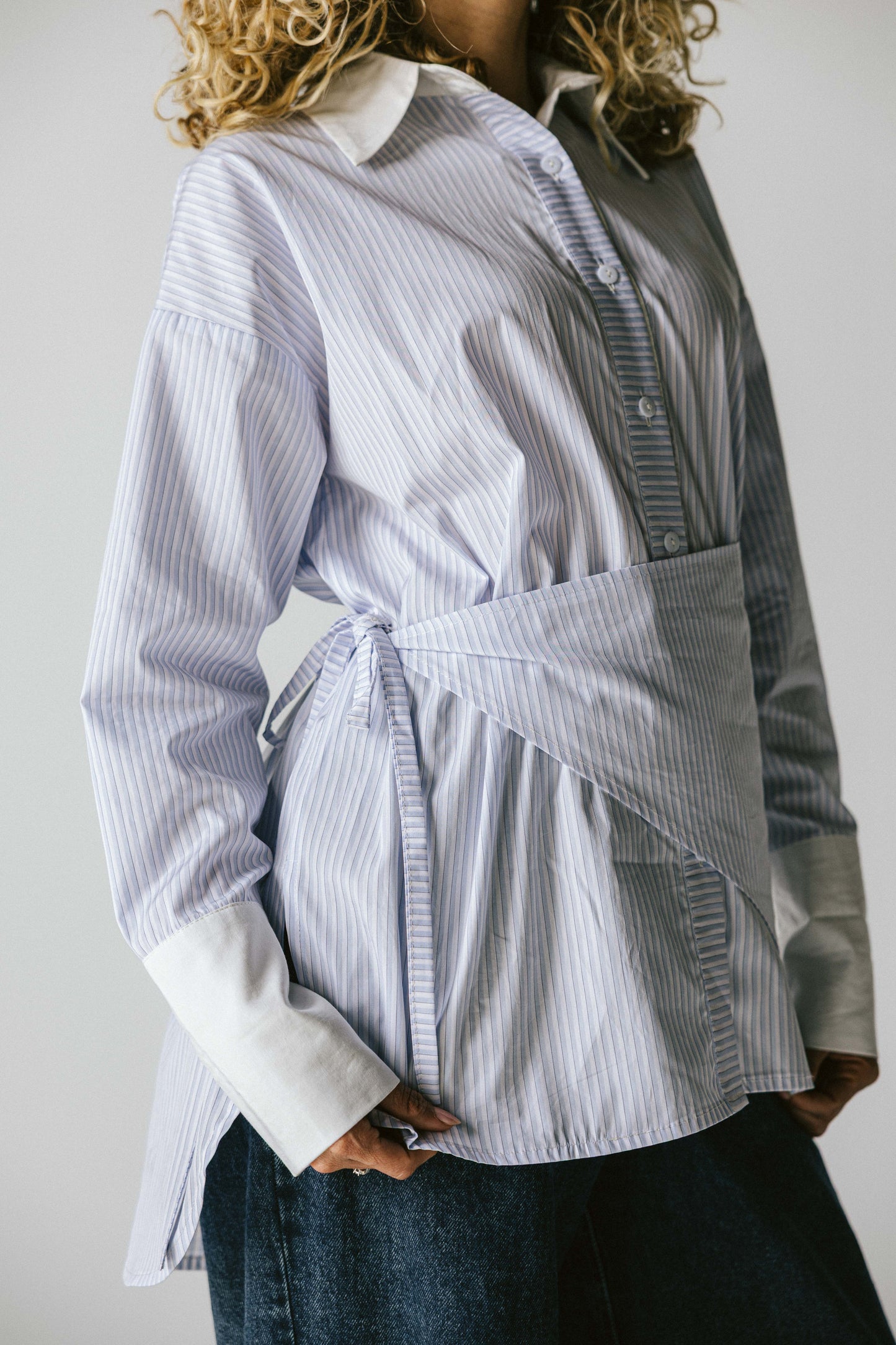 Stripped poplin shirt - baby blue