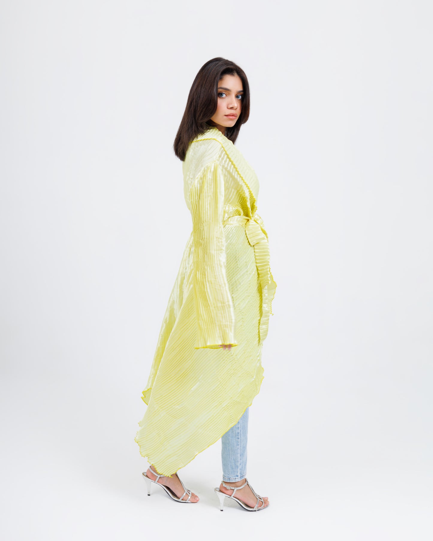 Satin Plissé ruffle cardigan
