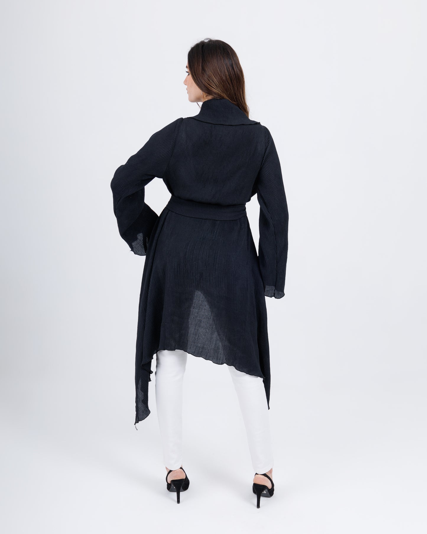 Plissé ruffle cardigan