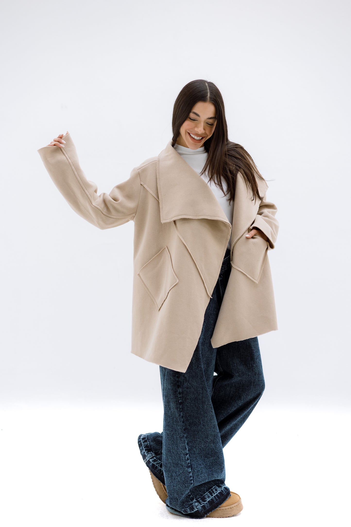 Unfinished milton cardigan- BEIGE